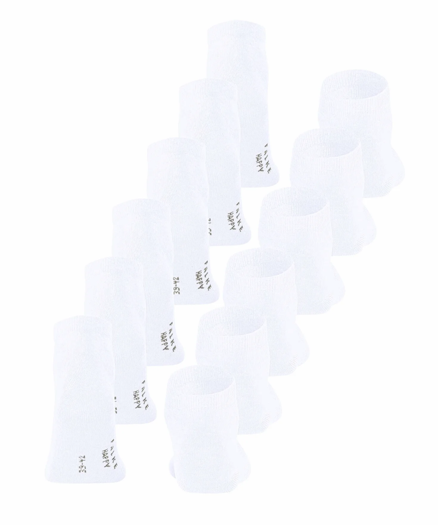 FALKE Mężczyźni Skarpety do trampek Happy Multipack M Sn Bawełna krótkie jednokolorowe 6 Pak, Biały White 2000, 43-46