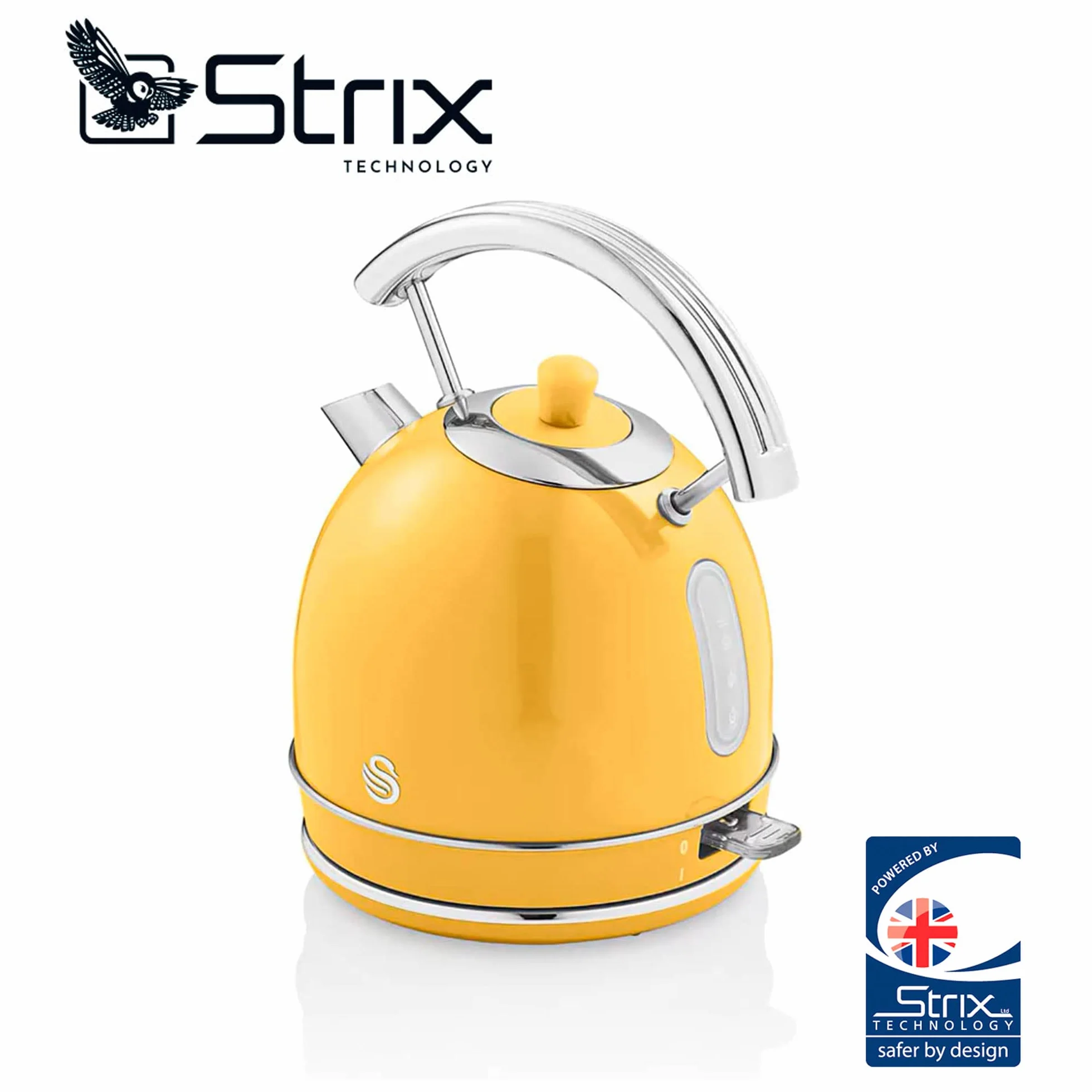 Swan Elektryczny czajnik retro 1,8L 3000W Strix bezprzewodowy żółty