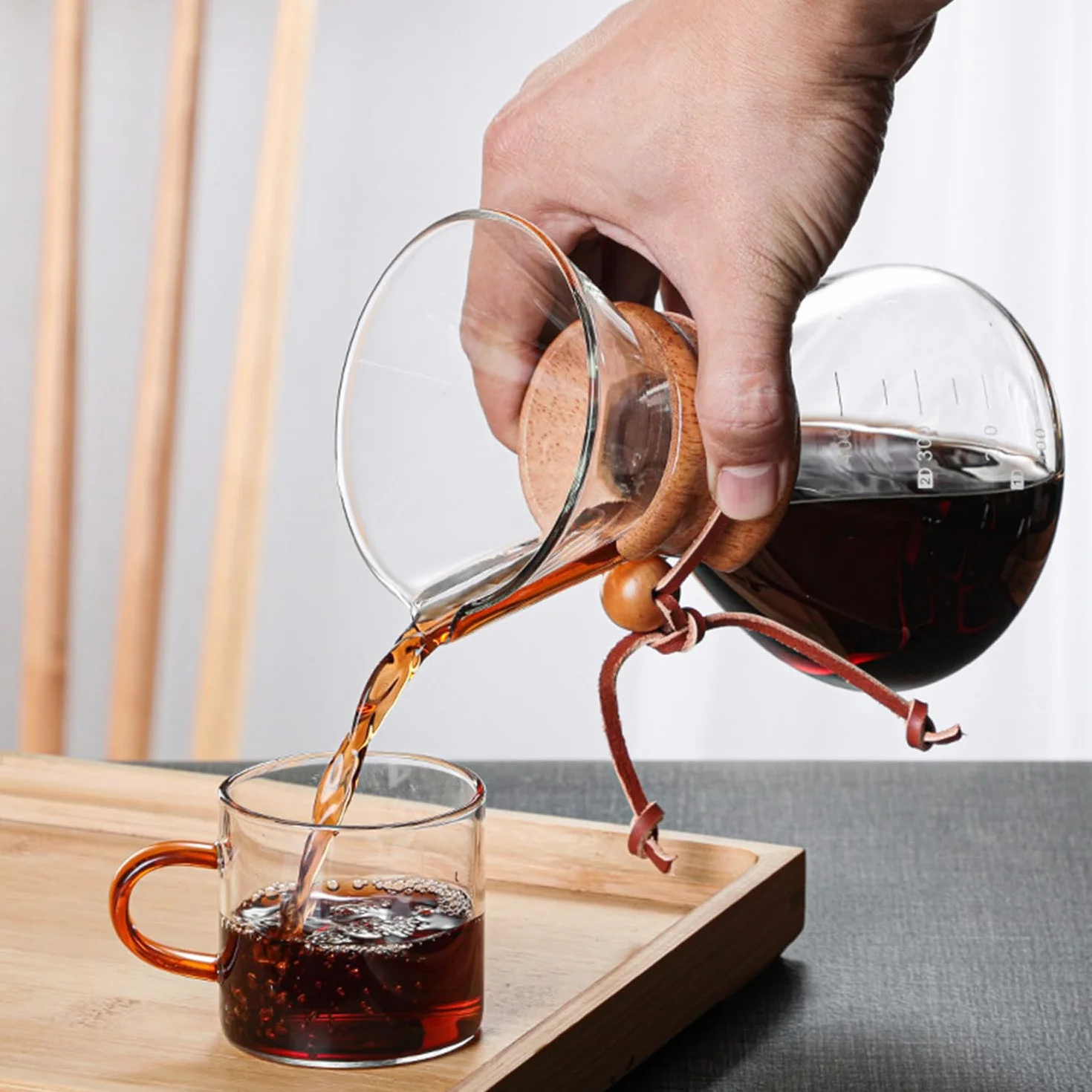 Tissting Pour Over ekspres do kawy 400 ml z karafką i filtrem ręcznym ze stali nierdzewnej – stały filtr ze szkła na 1-2 filiżanki