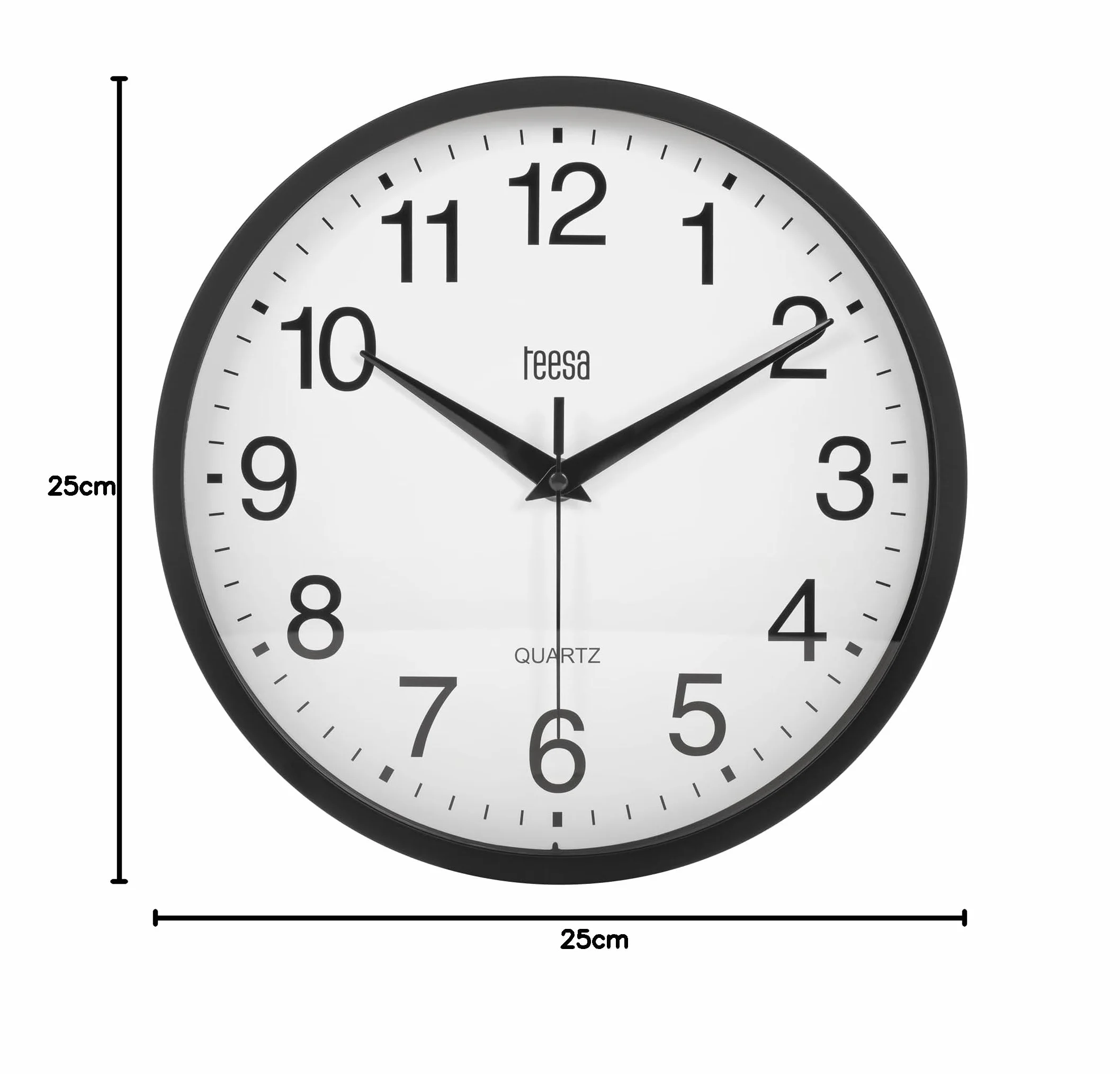 Teesa Zegar Analogowy Ścienny Uniwersalny 25 cm TSA0037B Czarny