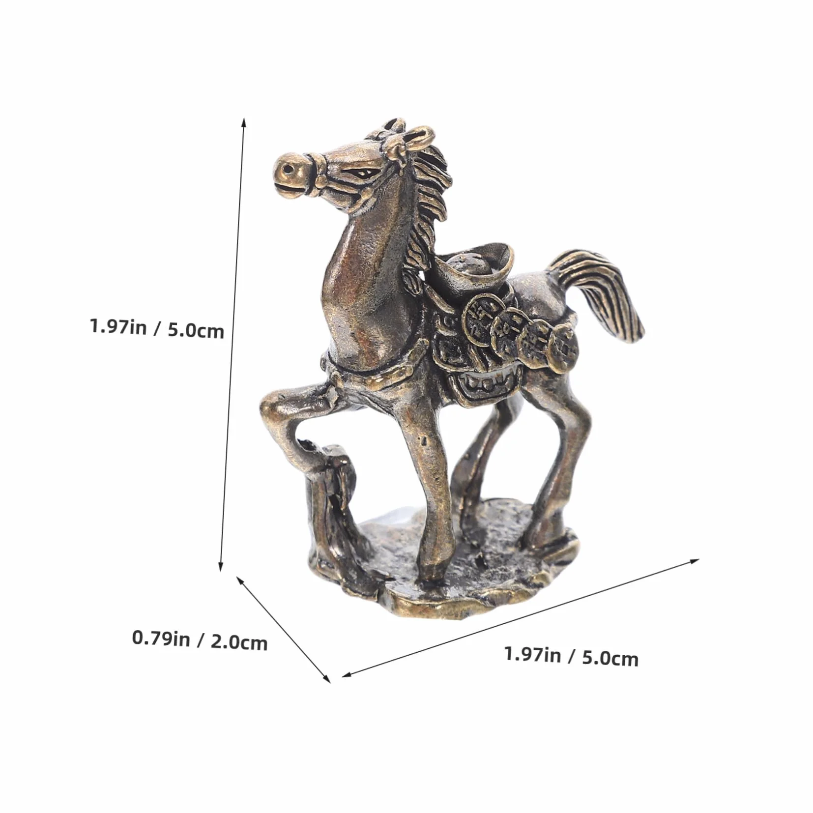 PRETYZOOM Mosiężna Figurka Konia Feng Shui Symbol Bogactwa Ozdoba Dekoracja Chiński Rok