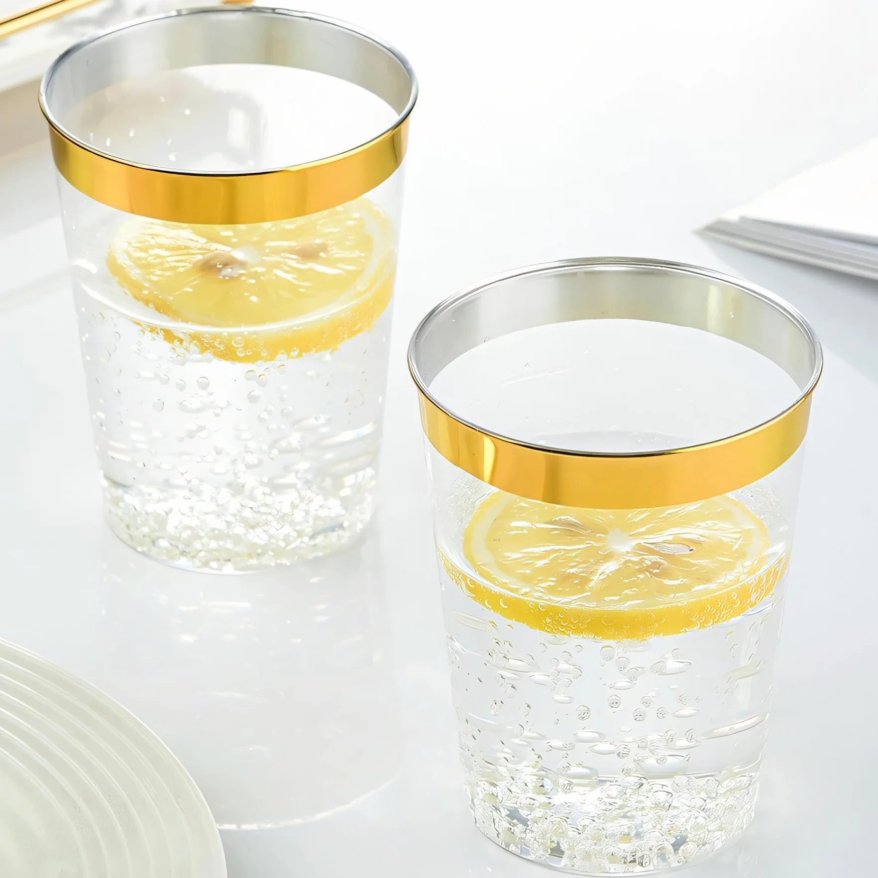 Plastikowe kubki 50 sztuk 280 ml wielokrotnego użytku eleganckie kieliszki do wina