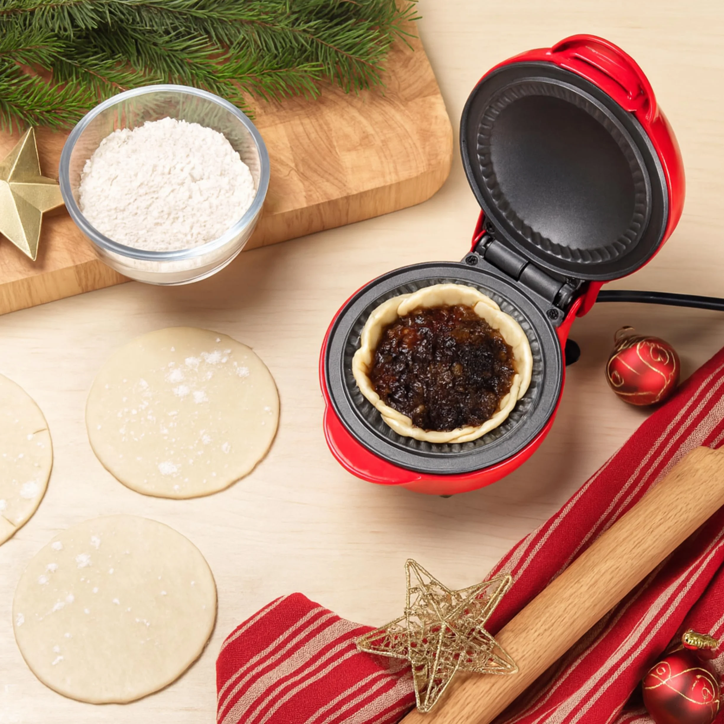 Giles & Posner EK4914 Mini maszyna do robienia ciast, płyta nieprzywierająca 12,5 cm, podgrzewanie wstępne 3 min, krawędź do zaciskania