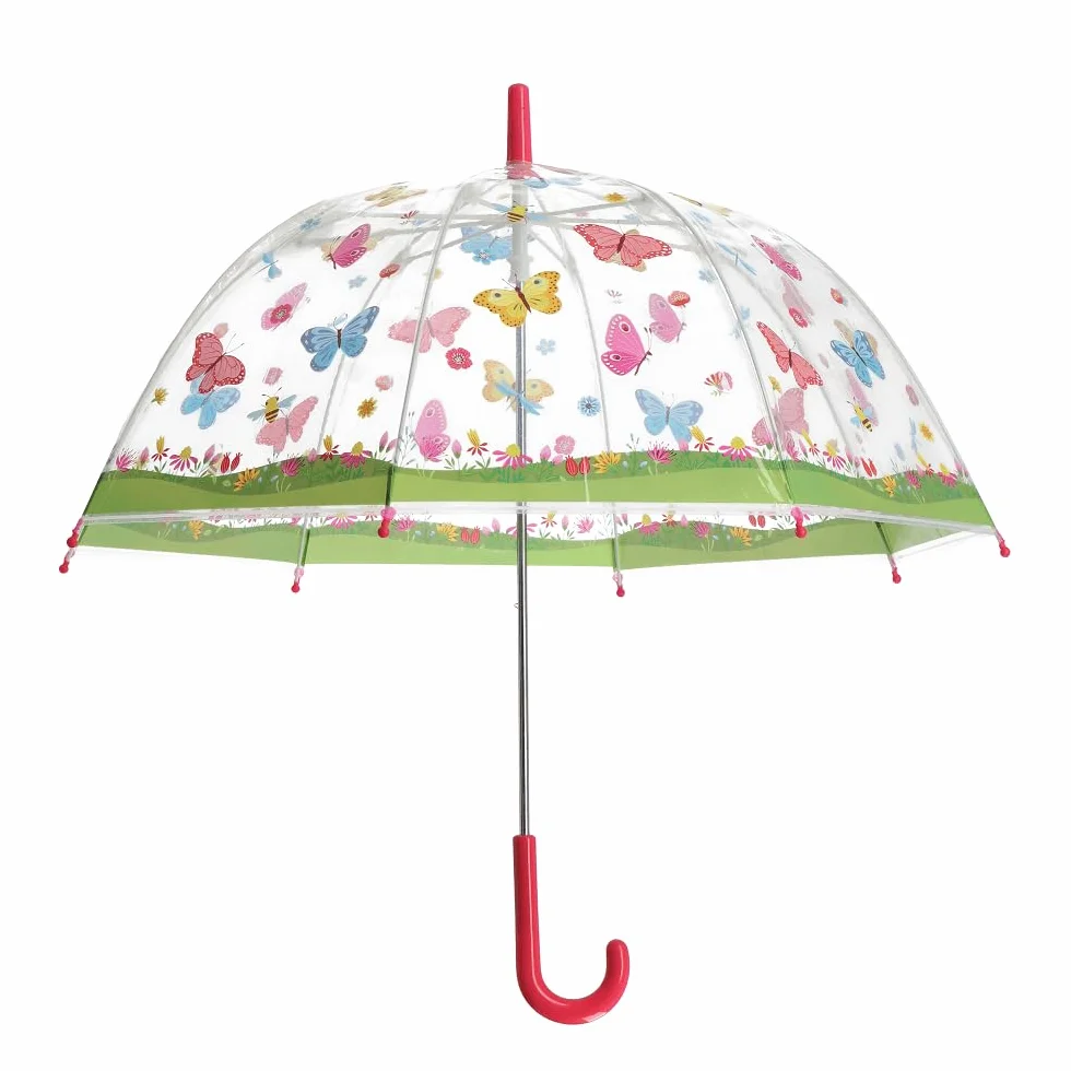 Esschert Parasol dziecięcy przezroczysty motyle, wielokolorowy