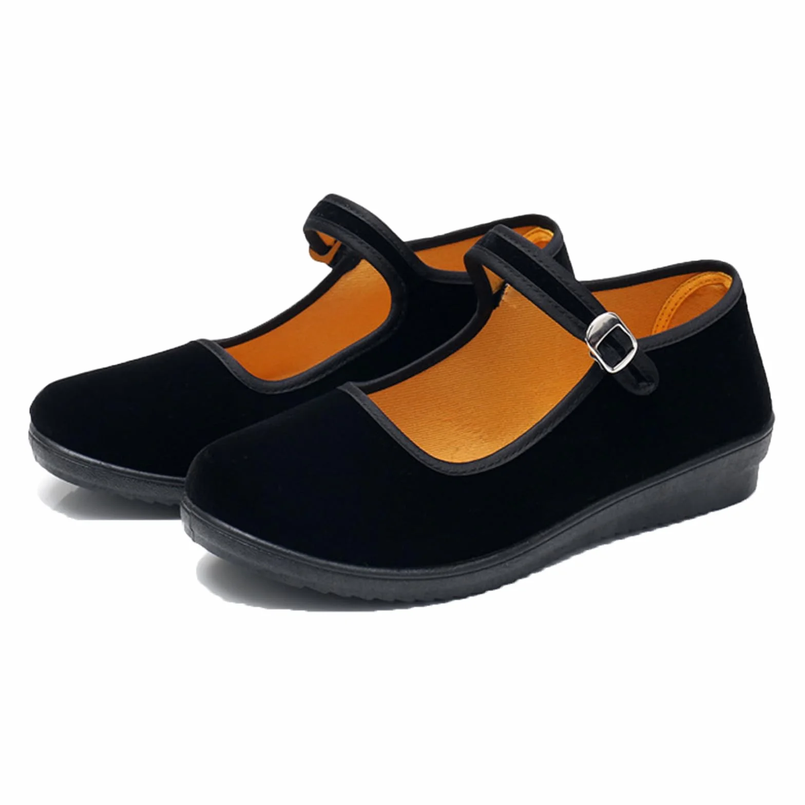 Mary Jane buty aksamitne kobiety czarne bawełna stary Pekin tkaniny mieszkania ćwiczenia buty do tańca
