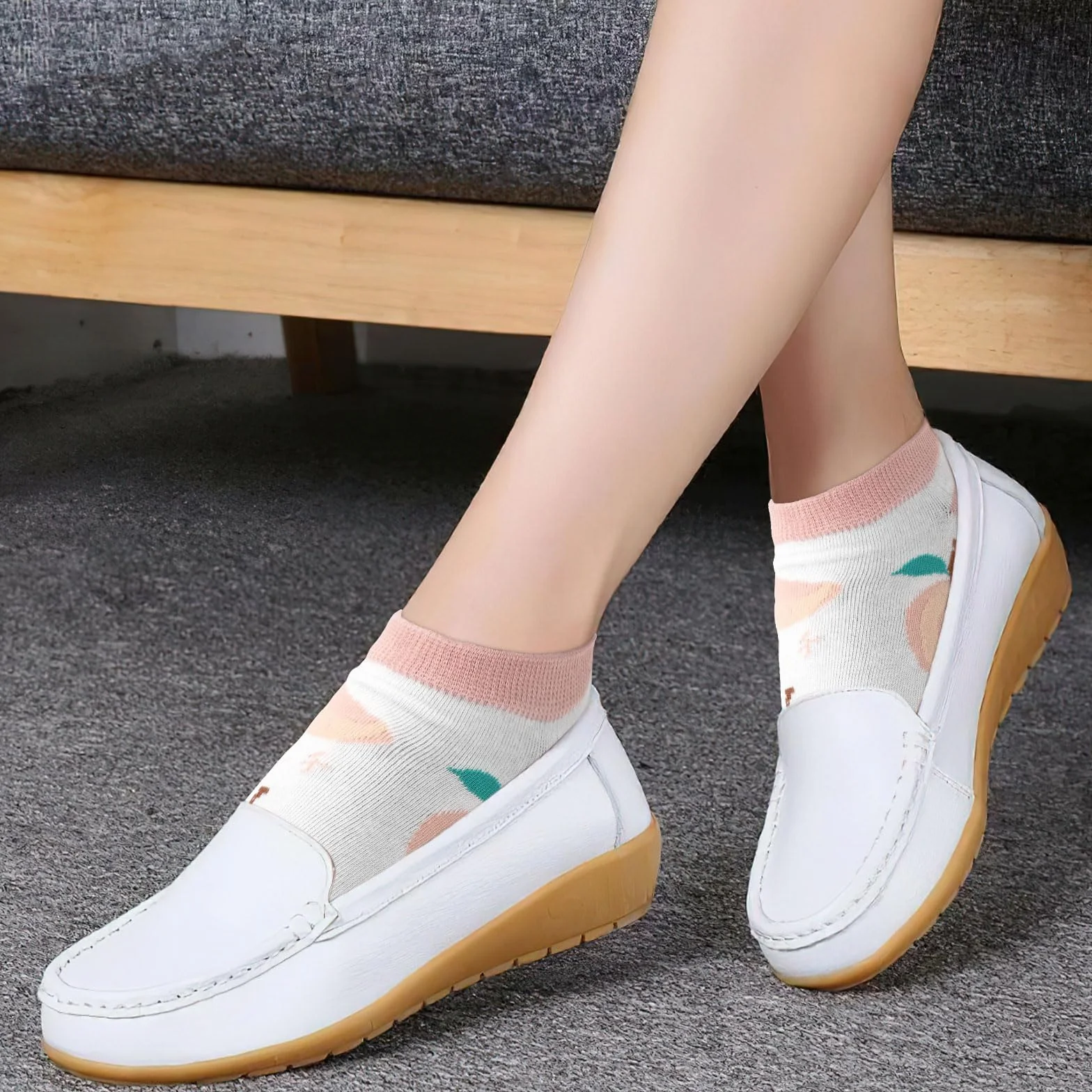6 par damskich skarpet do sneakersów z modnymi motywami, z motywem owocowym, krótkie skarpety damskie, zabawne kolorowe skarpety, słodkie kolorowe bawełniane skarpety dla kobiet, skarpety sportowe