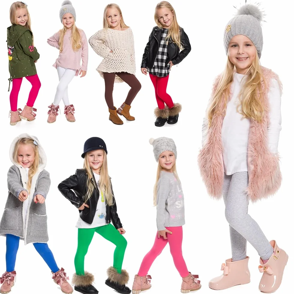 hi!mom Zimowe legginsy dziecięce pełnej długości bawełniane spodnie dziecięce materiał termiczny grube zimowe legginsy dla dzieci ciepłe oddychające spodnie dziecięce na co dzień dla dzieci dziewczęce