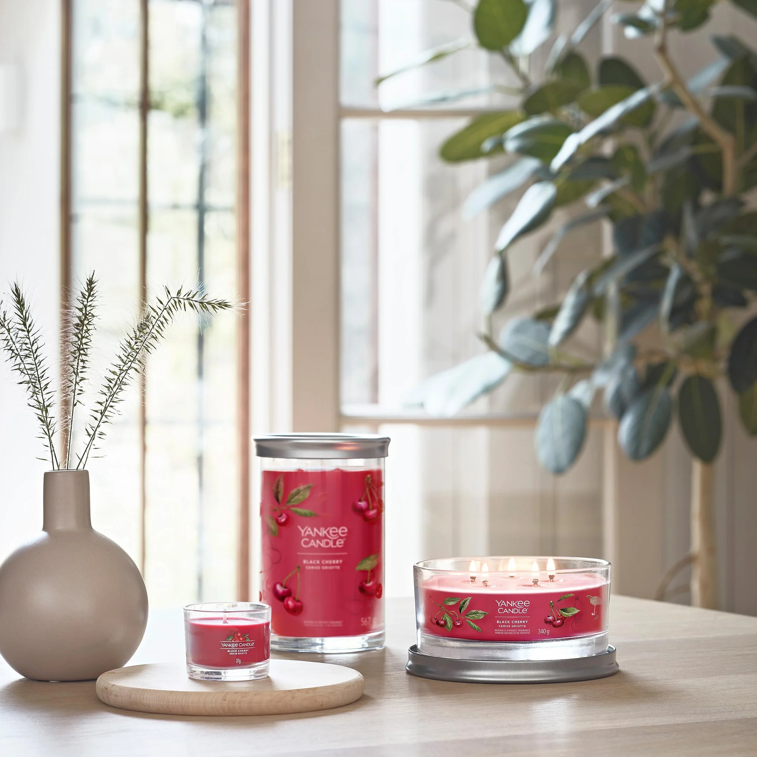 Yankee Candle Świece zapachowe zestaw upominkowy czarna wiśnia wosk sojowy 3 sztuki