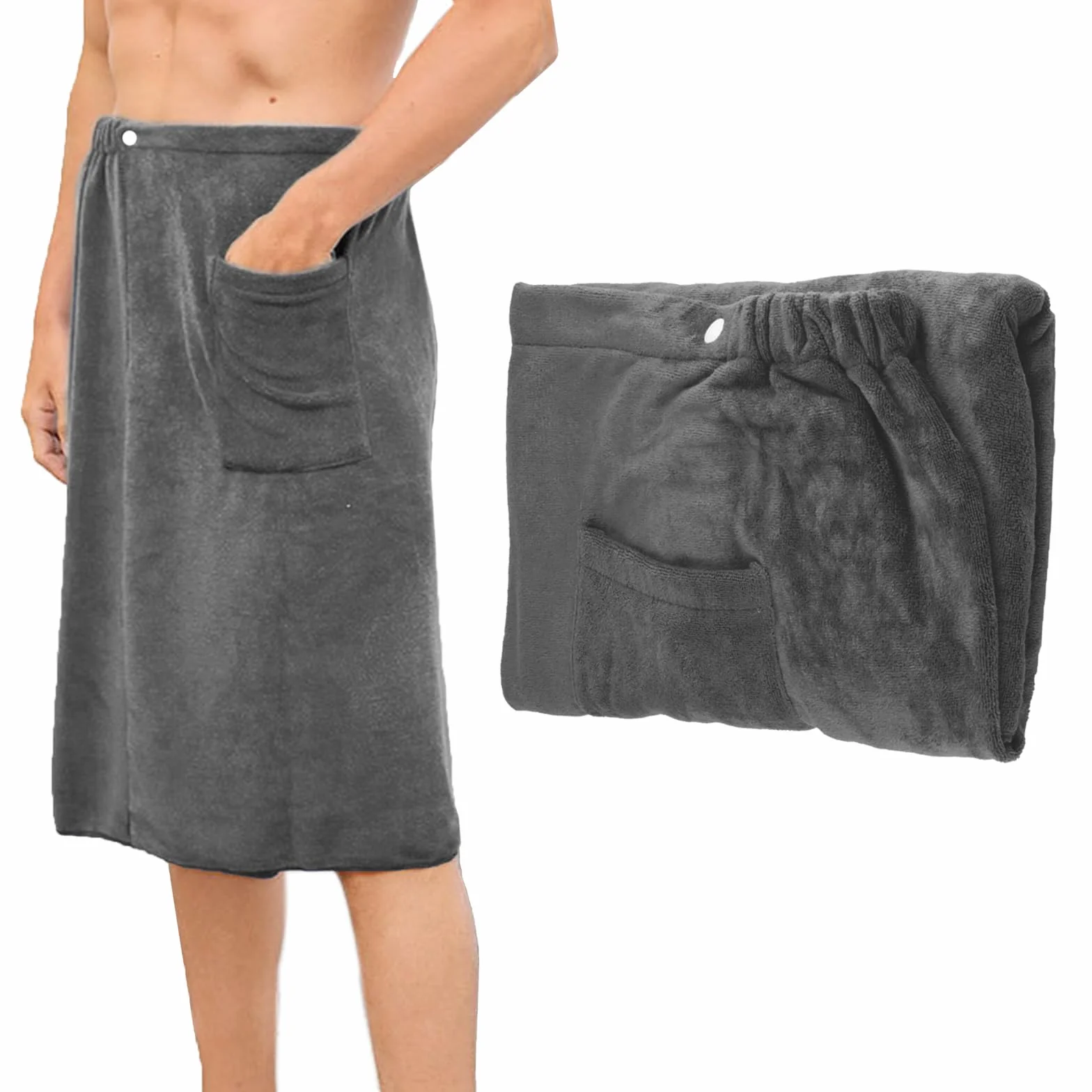 Męski kilt do sauny, regulowany, elastyczny ręcznik do sauny z zatrzaskiem, rozmiar męski ręcznik kąpielowy, szybkoschnący, do sauny, prysznica, spa, studia fitness, 70 x 140 cm