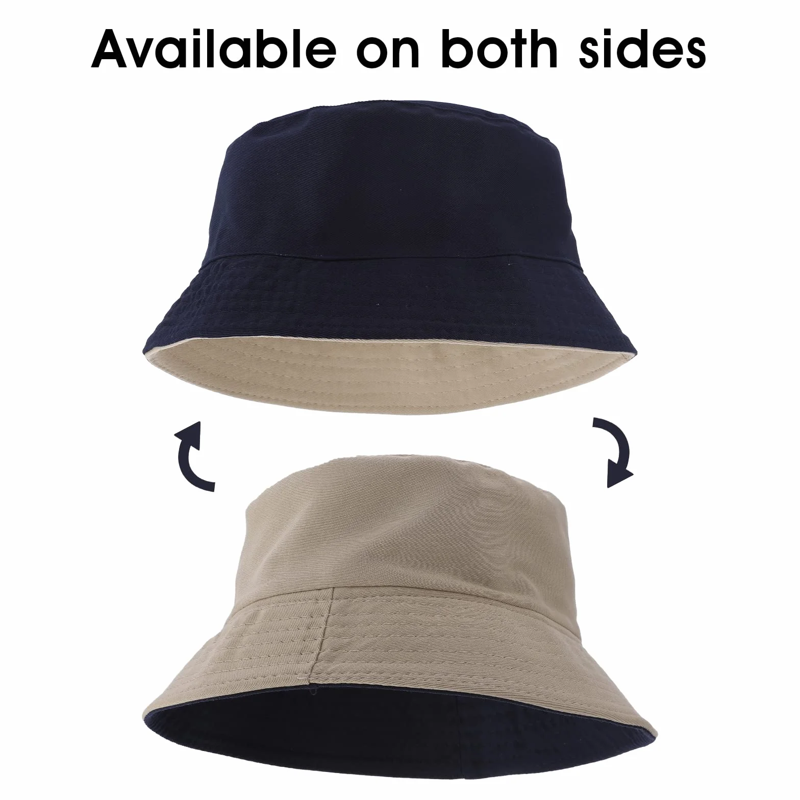 WLLHYF Kapelusz typu bucket odwracalny, dwukolorowy bawełniany kapelusz typu bucket składany kapelusz przeciwsłoneczny, Czarny/Khaki, rozmiar uniwersalny