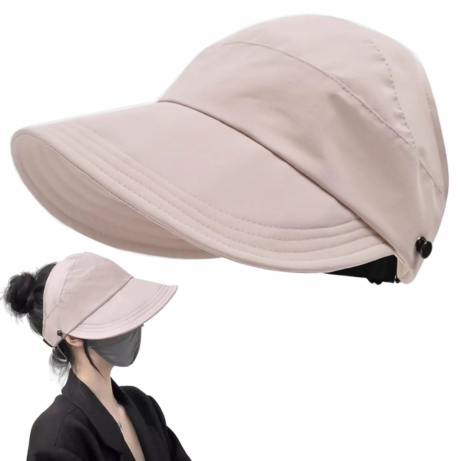 Damski kapelusz przeciwsłoneczny ochrona UV 50, outdoorowa ochrona przed promieniowaniem UV Hollow Top Sun Hat, damska czapka bejsbolowa z otworem na kucyk, składana, odpowiednia do aktywności