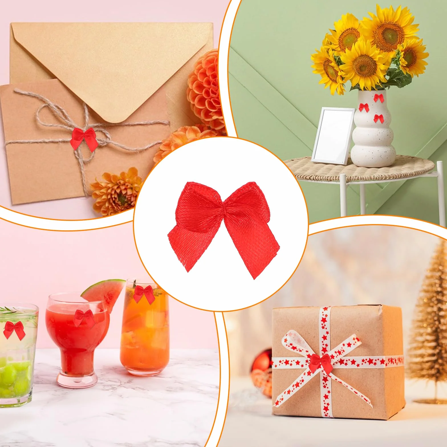 Kokardki satynowe małe czerwone 100 szt. do rękodzieła scrapbooking akcesoria do włosów