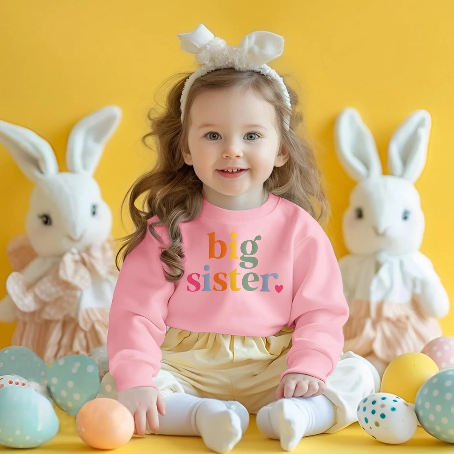 Duża siostra bluza Big Sister Sweter Baby Girls Stroje Rodzeństwo Ubranie Noworodka Sweter Siostry Jesień Zima Sweter Dziecięcy Okrągły dekolt Koszulka z długim rękawem