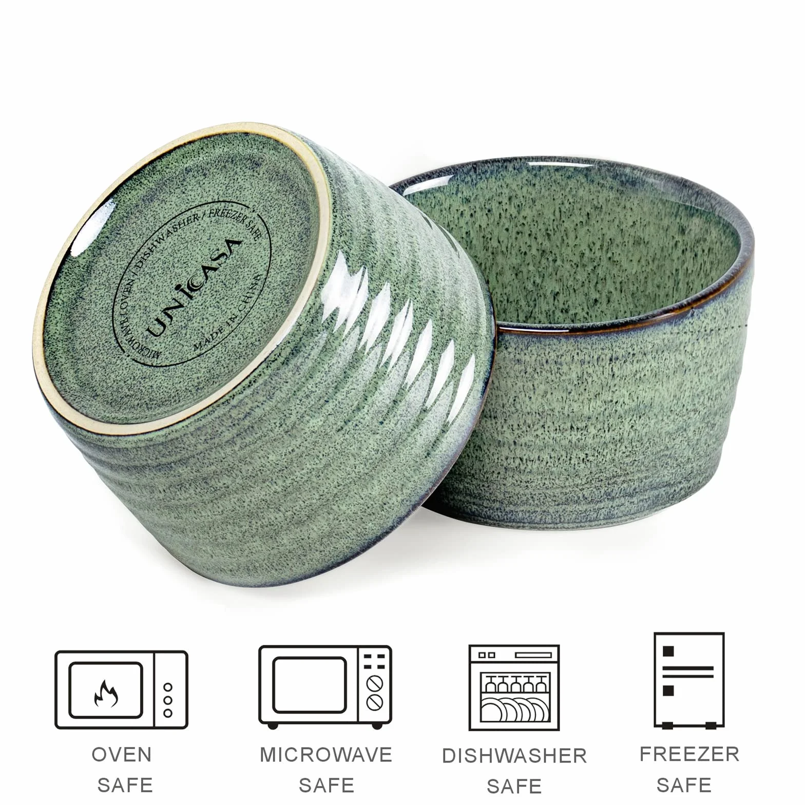 Foremki do ciasta Ramekin 4 x 240 ml Porcelana Szara Zielony do sufletu i muffinek
