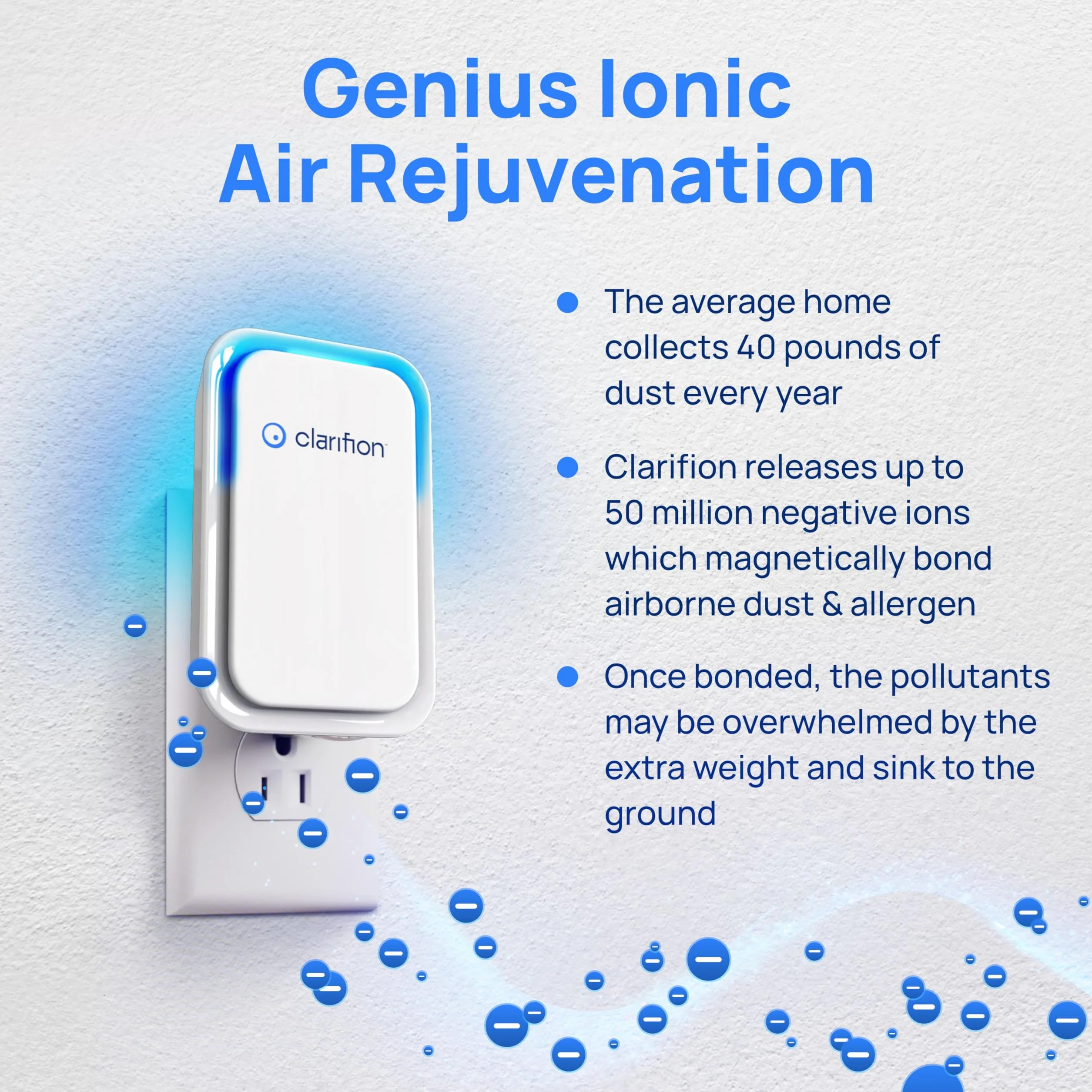 Clarifion Negative Ion Generator 3-pak Filterless Mobile Ionizer Air Purifier