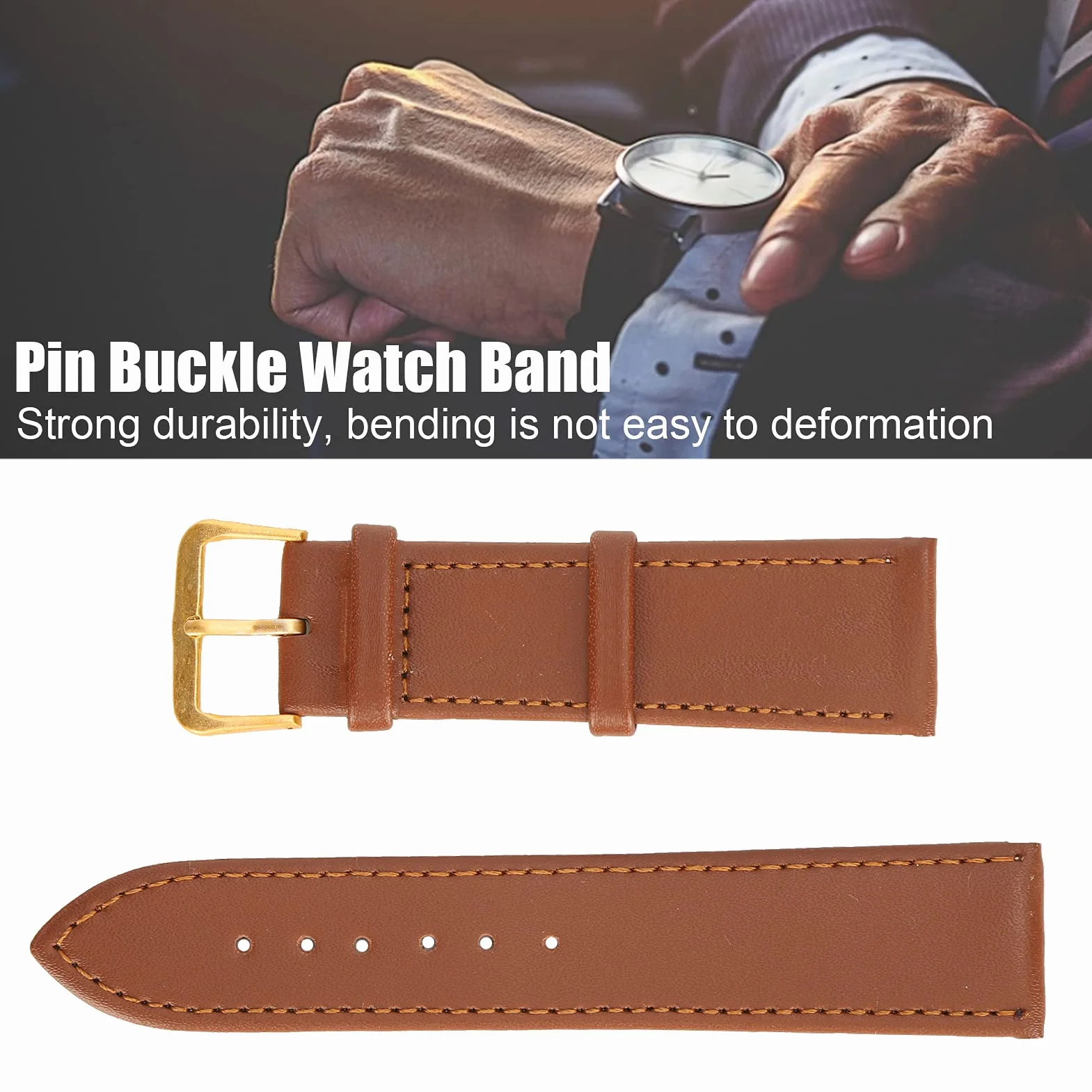 Pasek do zegarka ze sprzączką, pasek ze skóry PU Wygodny do zegarka do wymiany do ogólnego zastosowania do użytku profesjonalnego(22mm brown)