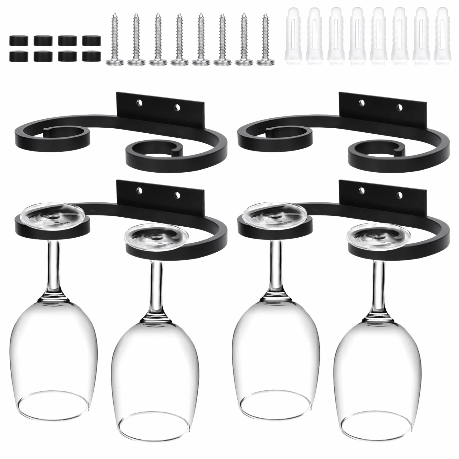 Stojak ścienny na kieliszki do wina metalowy 17x9,7 cm uchwyt pod szafkę
