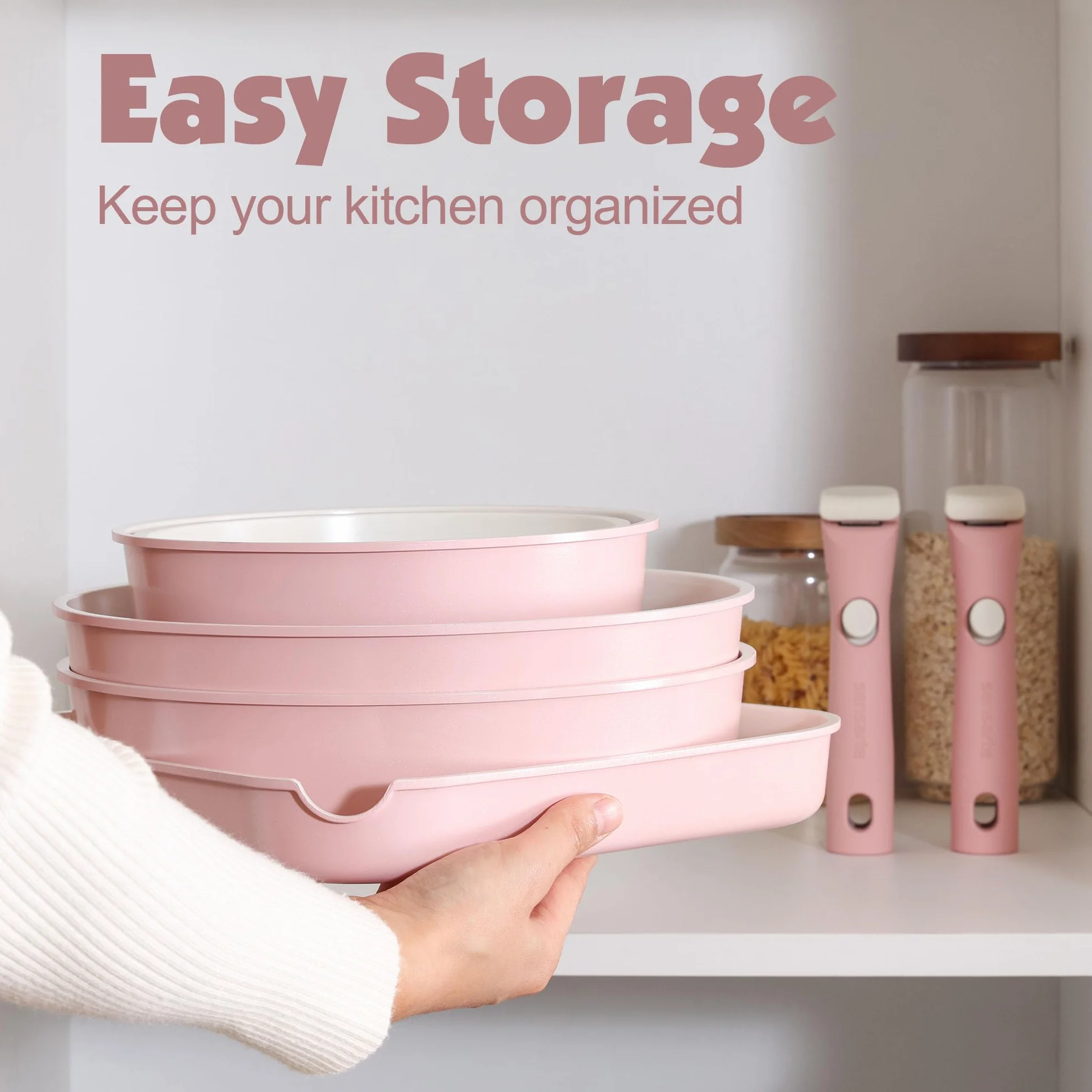 SENSARTE Ceramiczny zestaw garnków 17-częściowy nieprzywierający ze zdejmowanym uchwytem