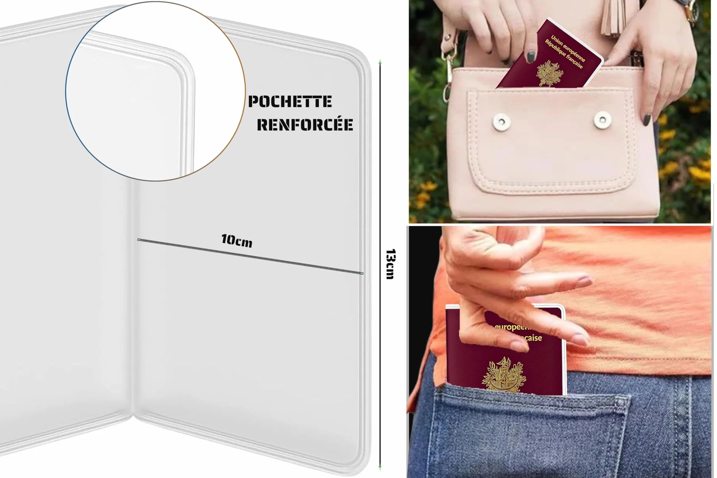 Ugozen Przezroczyste etui paszportowe z miękkiego PVC Crystal, Kryształ, standard, Minimalistyczny