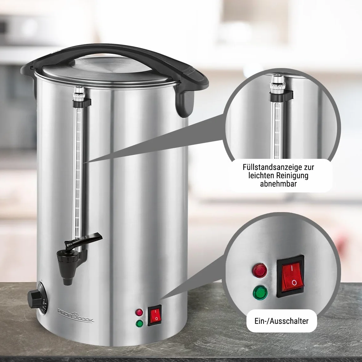ProfiCook PC-HGA 1196 - Dozownik gorących napojów - Zbiornik automatyczny 7 L - Stal nierdzewna - 1500 W - Kolor srebrny