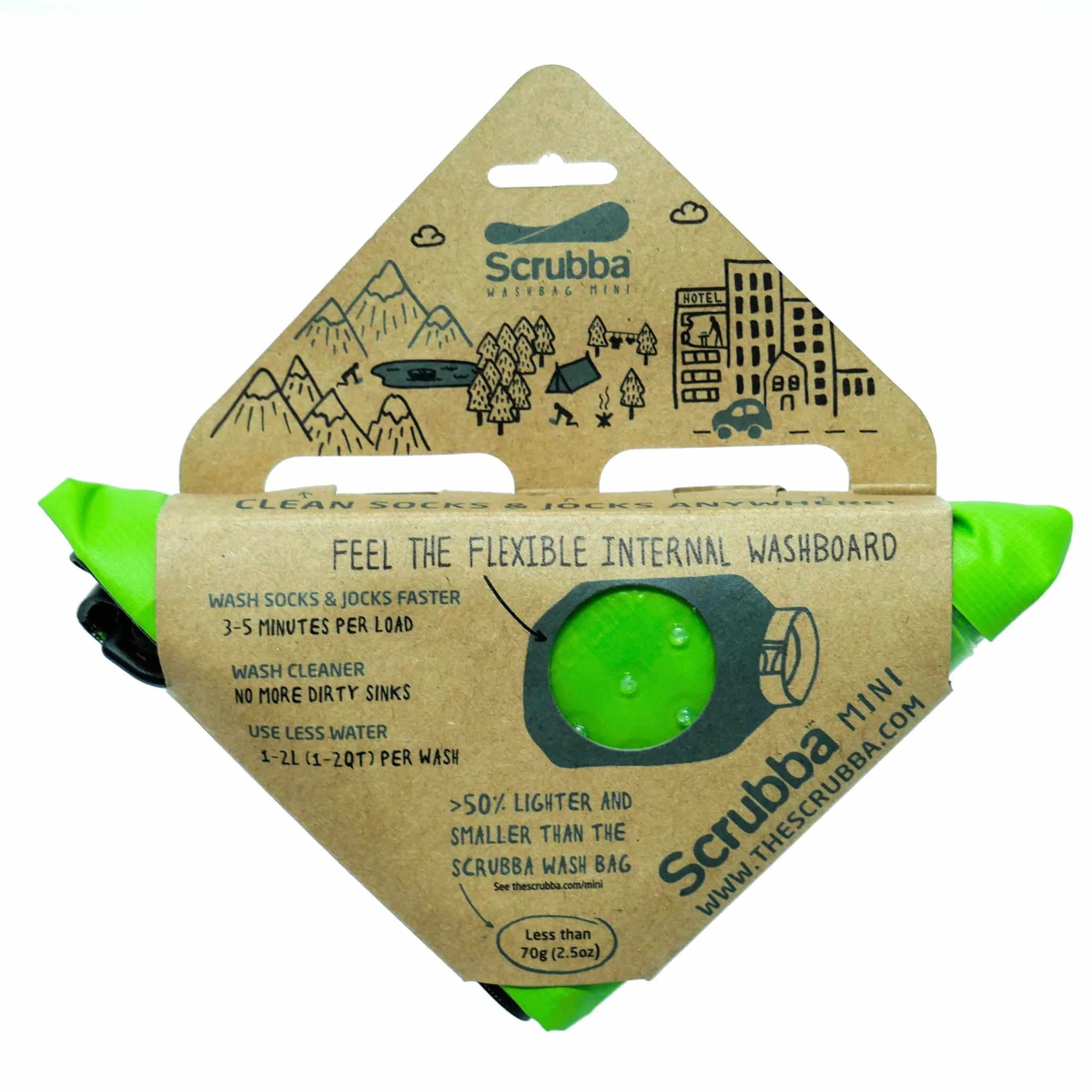 Scrubba Mini torba do prania, ultrakompaktowa, przenośna, zielona, mała