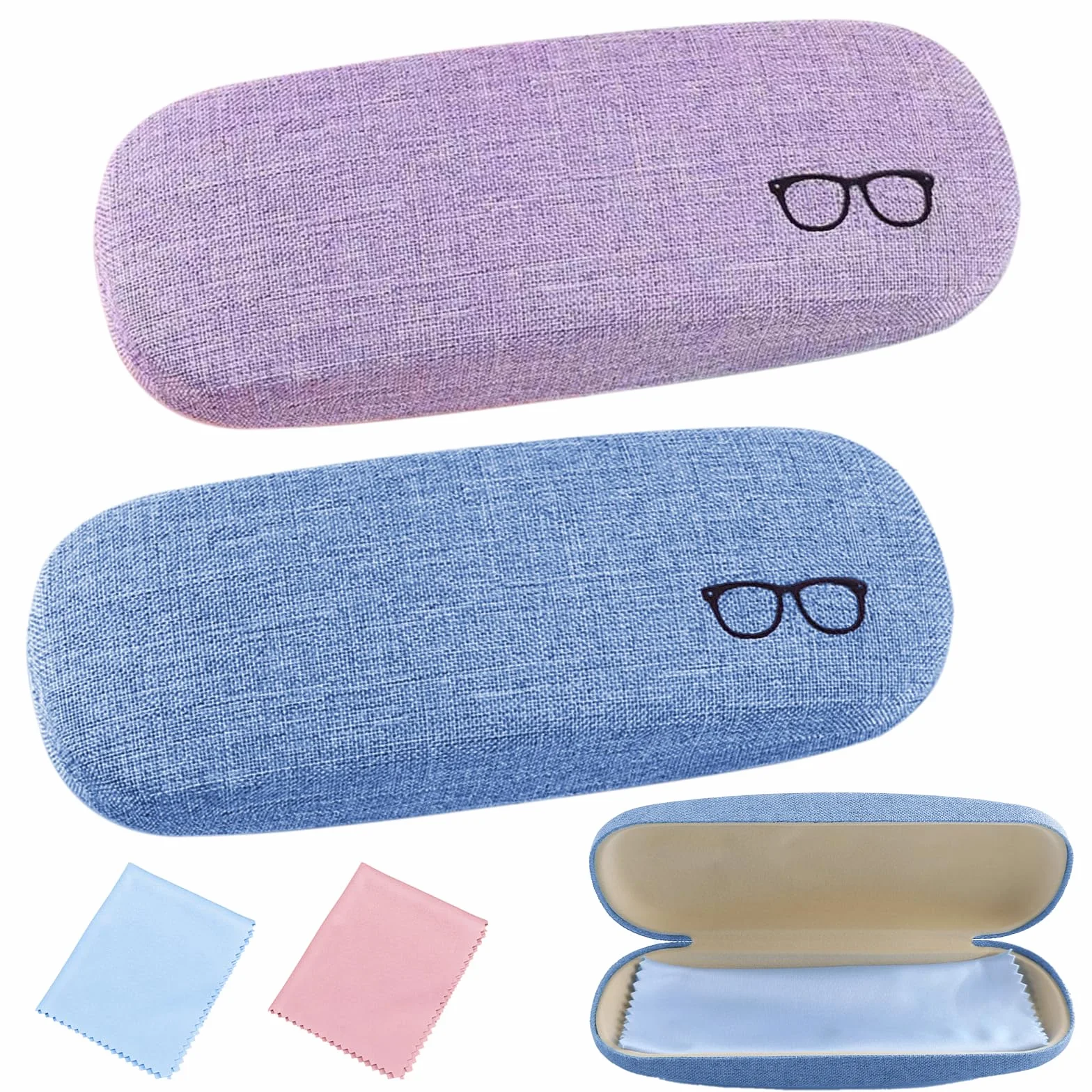 HIQU and HIST 2 etui na okulary, odporne na zarysowania, ze skóry PU, twarde etui ze ściereczką do czyszczenia, przenośna kieszeń na okulary, dla kobiet, mężczyzn, dzieci, na okulary przeciwsłoneczne,