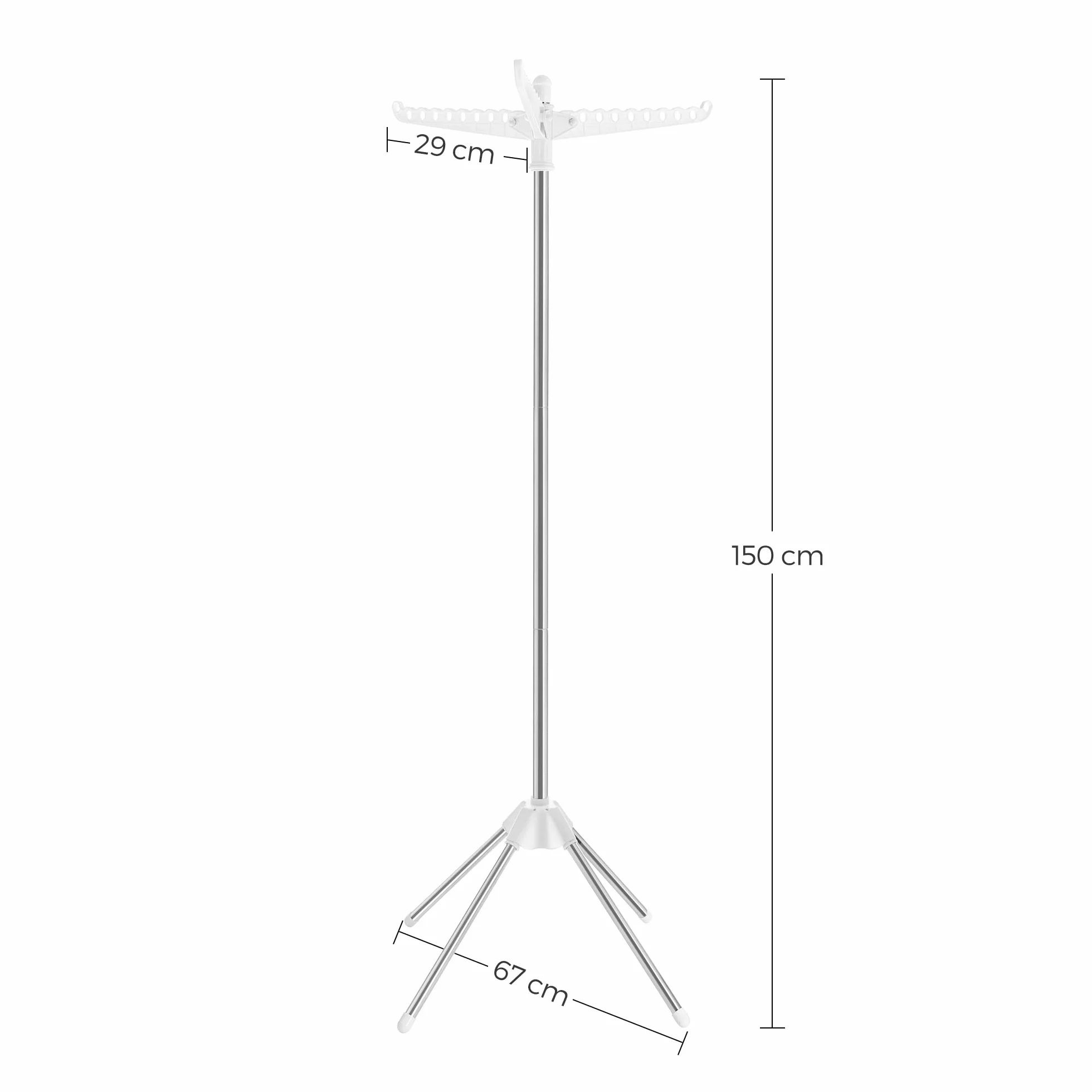 SONGMICS suszarka do ubrań stojąca 3 obrotowe ramiona 150 cm biało-srebrny LLR510W01