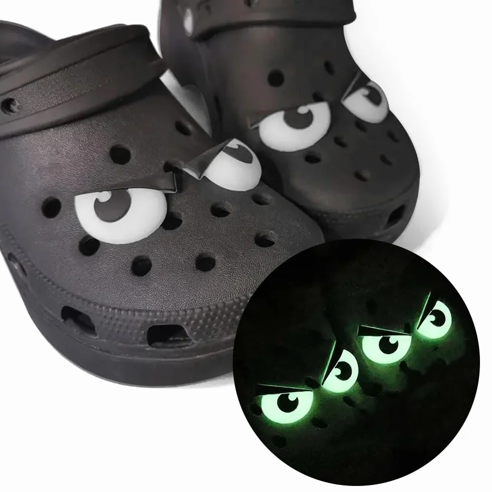 Wtyki do butów Crocs, 4 pary Big Eyes Crocs Clogs do Croc Cute Croc, charms, dekoracja na urodziny, akcesoria upominkowe