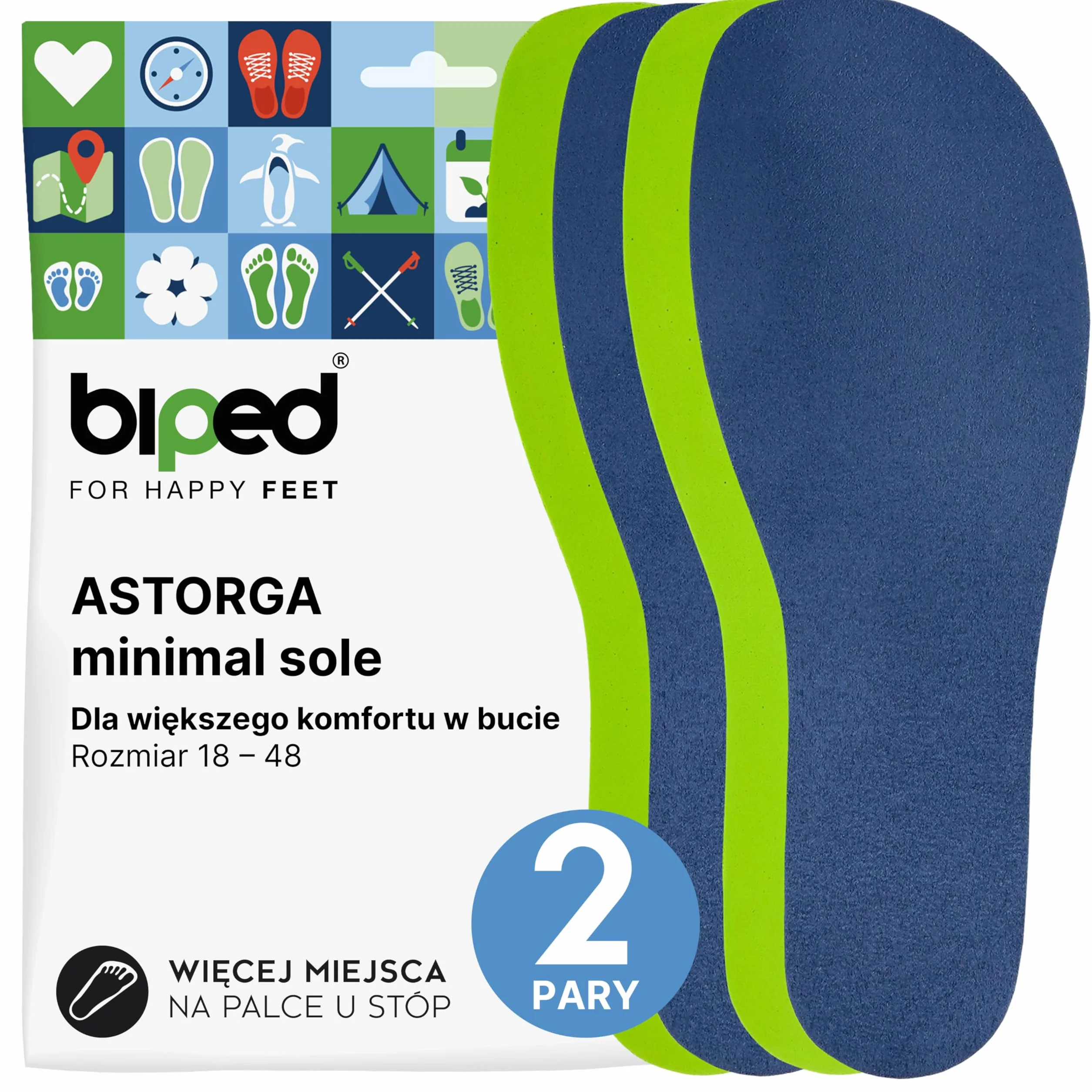 biped minimal sole ASTORGA - 2 pary wkładek do butów minimalistycznych i barefoot - aksamitnie miękkie wkładki z wysokiej jakości weluru - wkładki do butów barefoot dla dorosłych i dzieci(44)