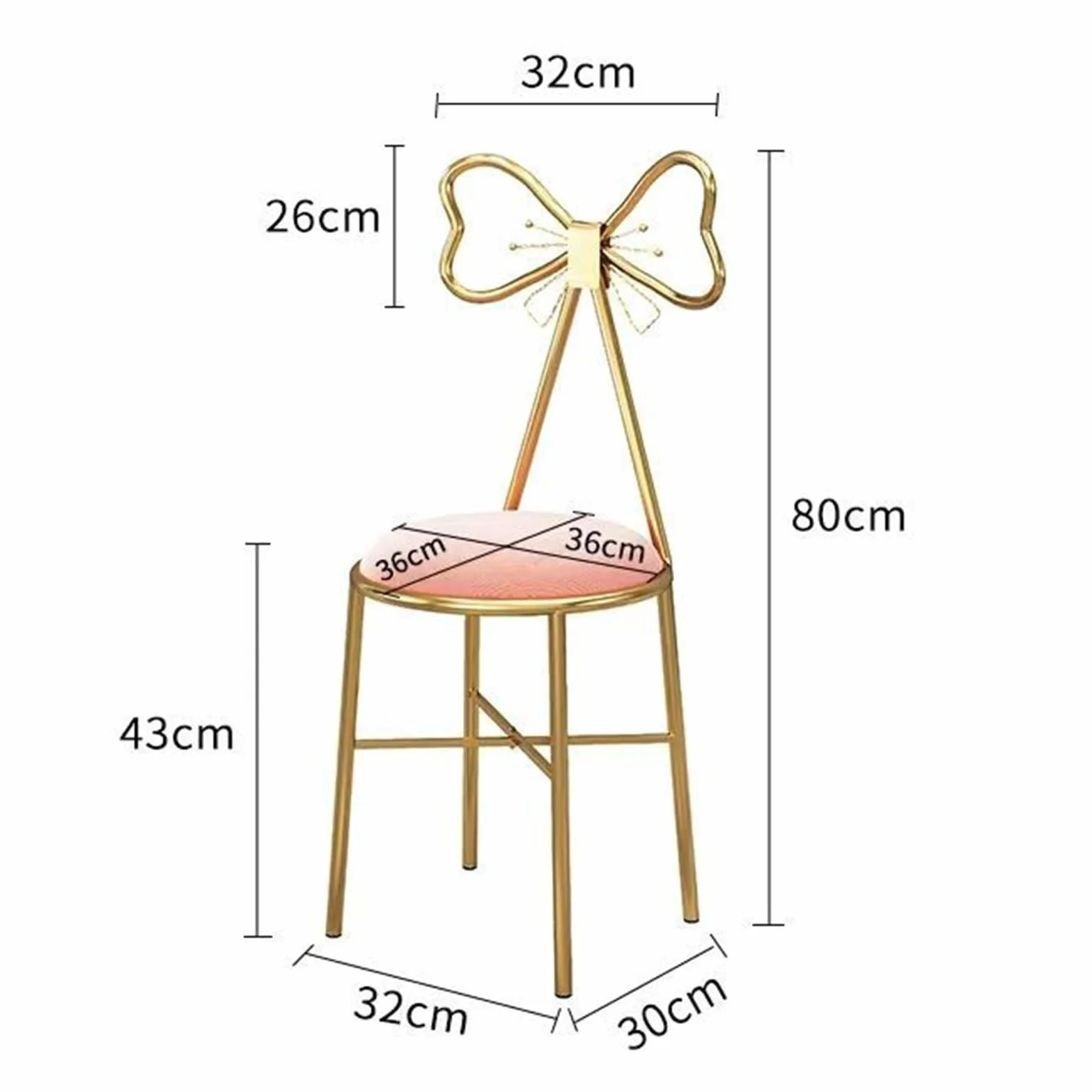 Pink Vanity Chair - Girls Best Gift Dressing Table Stool Velvet Vanity Table Chair With Lovely Bowknot High Backrest Comfortable Makeup Chair For Girls Room,Clothing Store,Dressing Room (Color : Whit