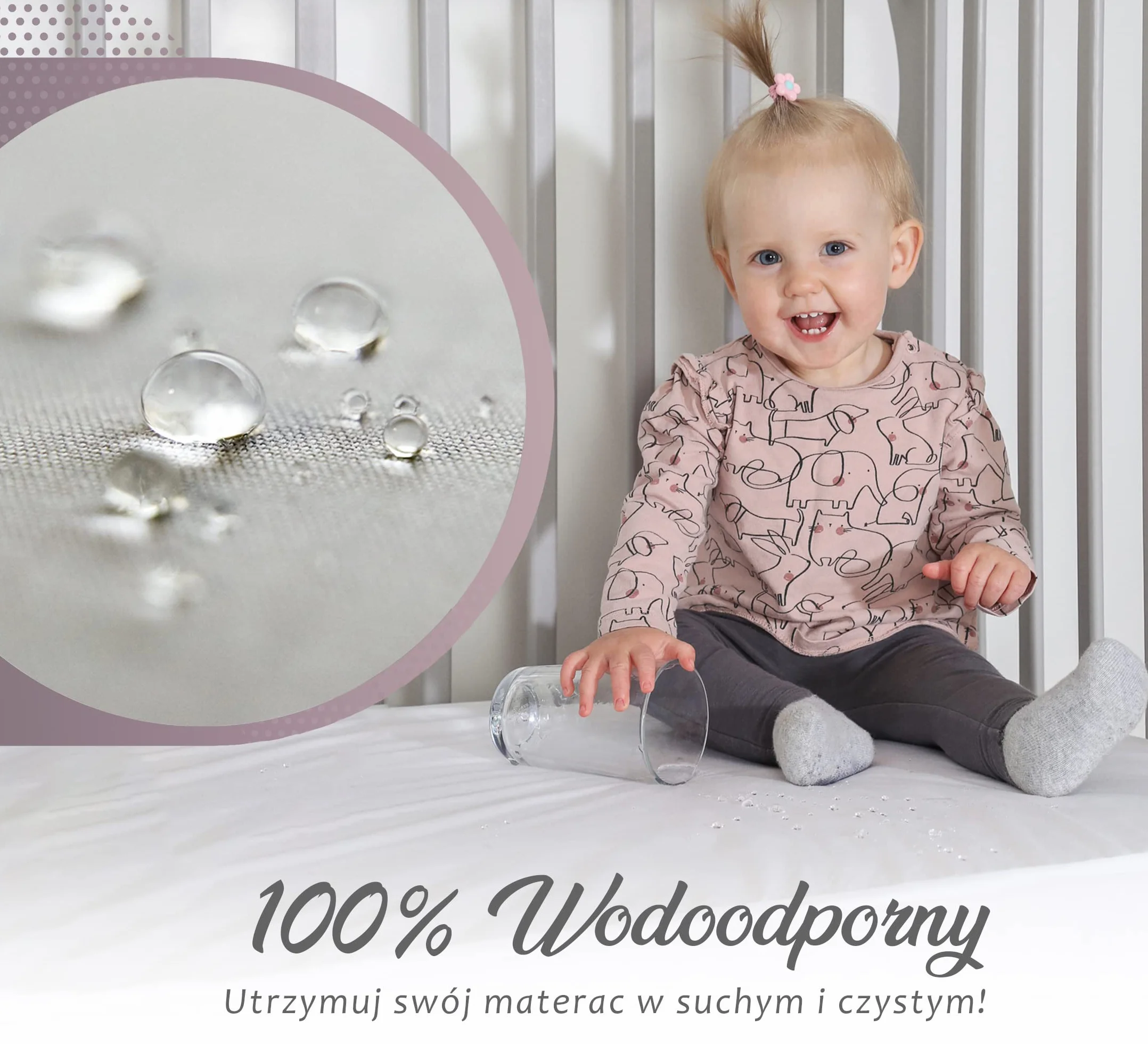 Bambusowy wodoodporny ochraniacz na materac 40x90 cm dla niemowląt