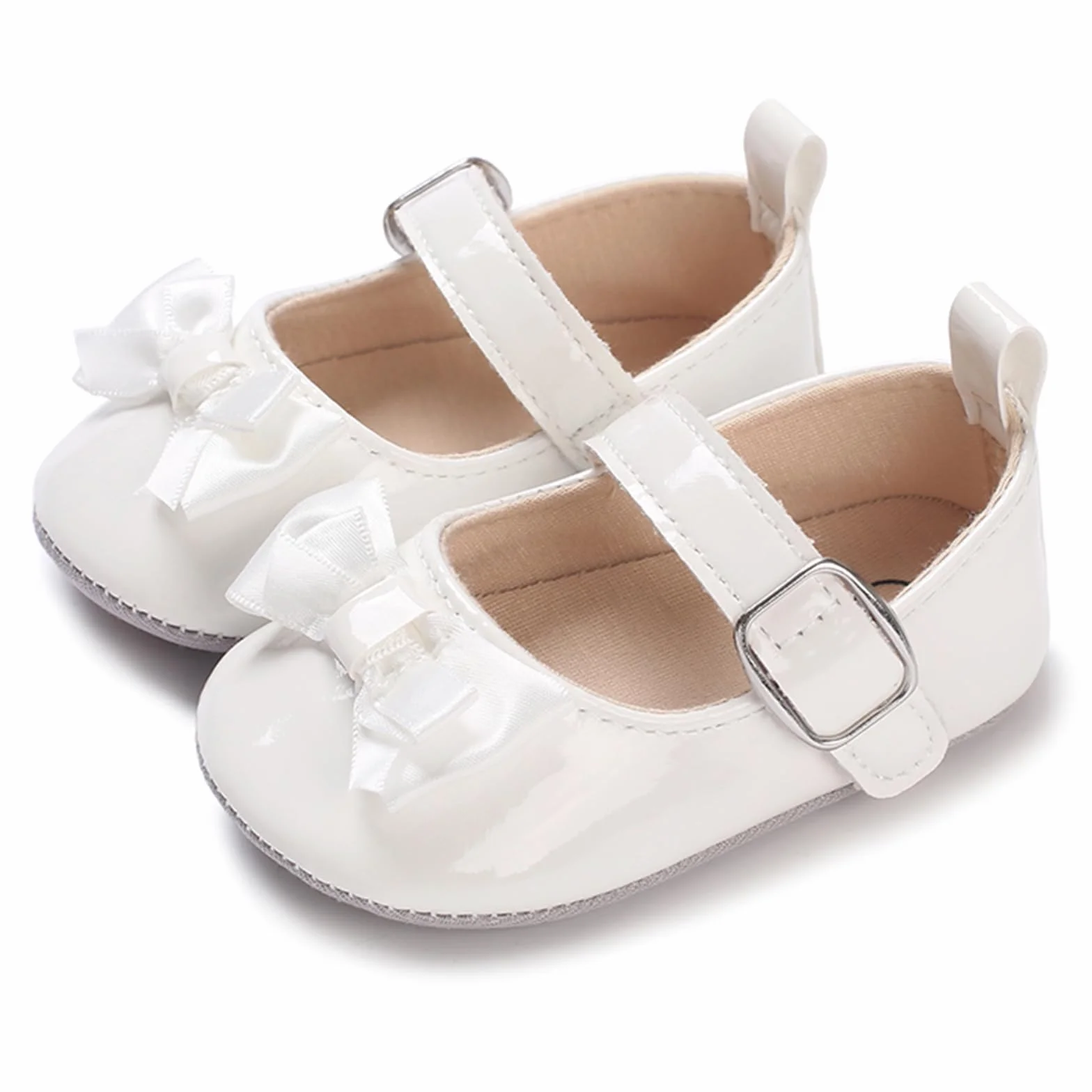 MASOCIO Buty dla dziewczynek Mary Jane dziecięce antypoślizgowe buty do chodzenia, Biel 2, 12-18 Miesiące