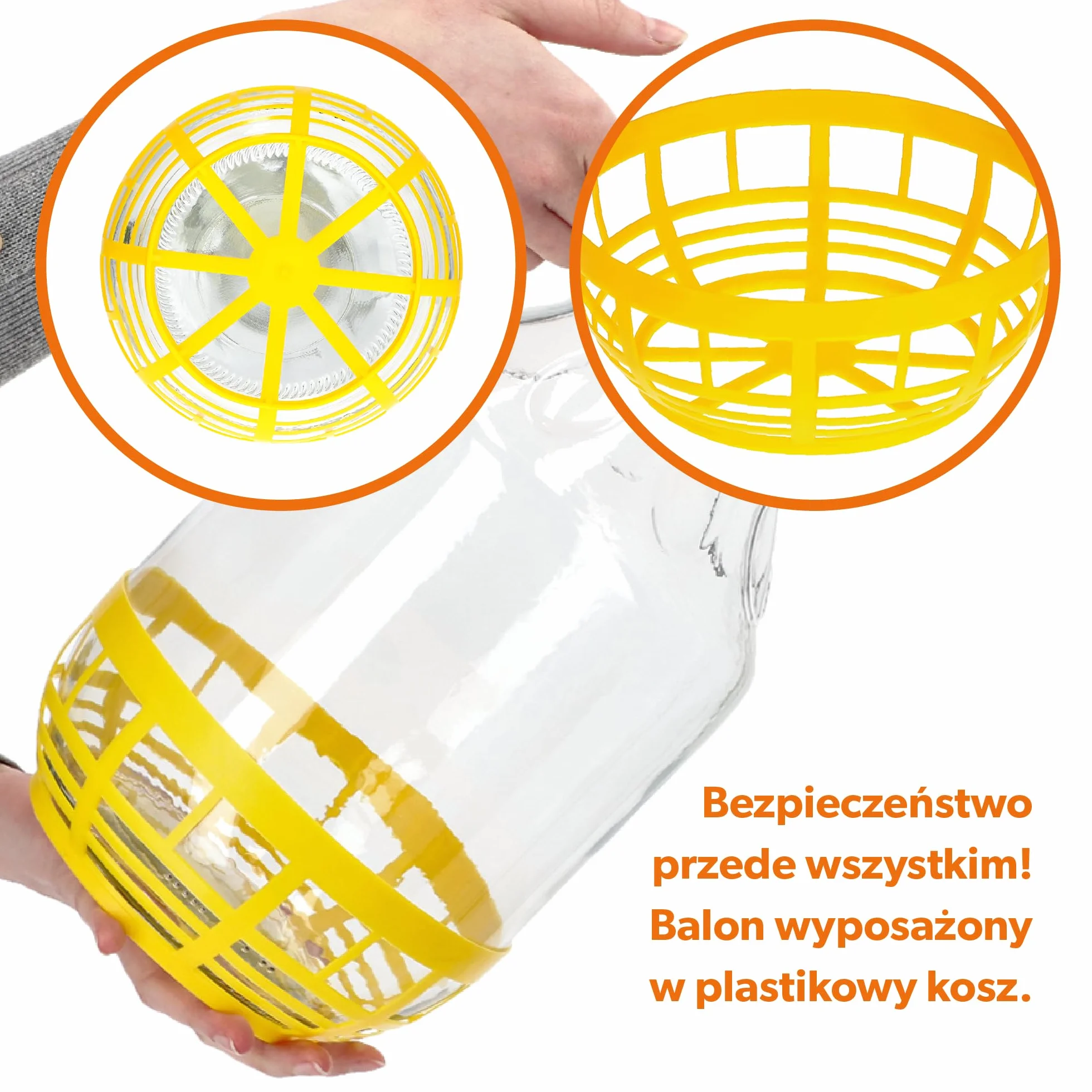 KADAX Zestaw 2 szt. gąsior szklany do wina 5 l z koszem ochronnym, fermentacyjny, do nastawu i przechowywania, stabilny i łatwy w czyszczeniu