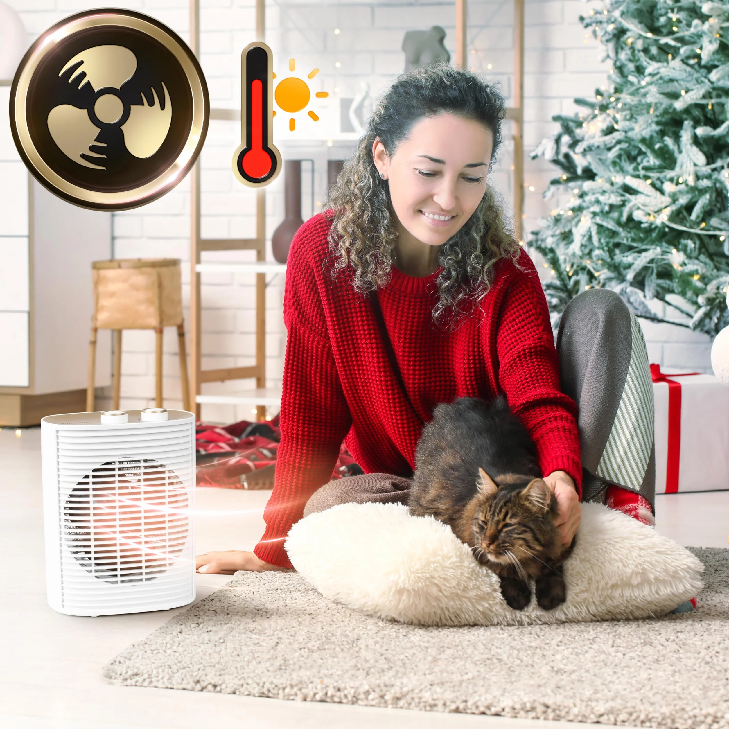 Duronic HV32 WE Termowentylator farelka elektryczna mini grzejnik elektryczny z termostatem przenośny 2 tryby grzania nagrzewnica kolor biały
