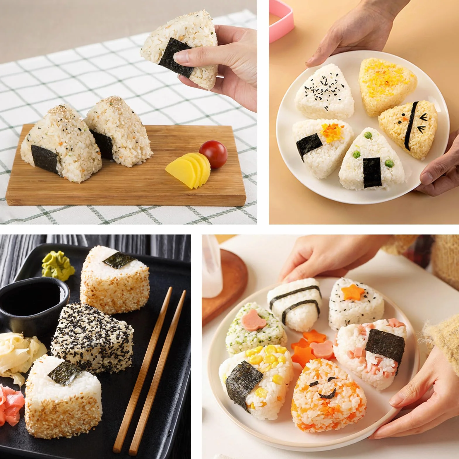Onigiri forma do robienia trójkątnych kulek ryżowych ze stali nierdzewnej i łyżki do ryżu