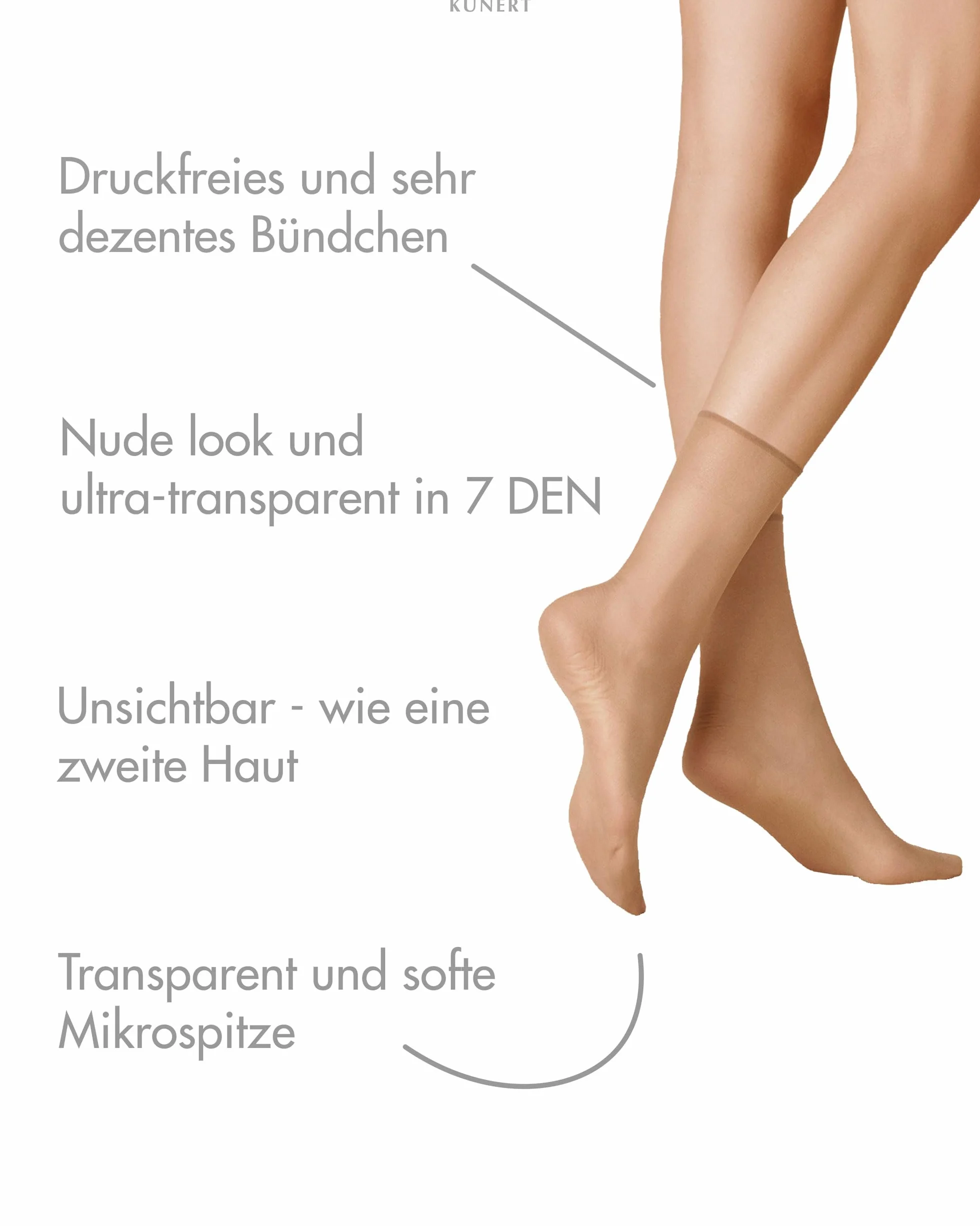 KUNERT Damskie skarpetki Beauty 7 cienkie 7 DEN, Tan 1003, 35-38