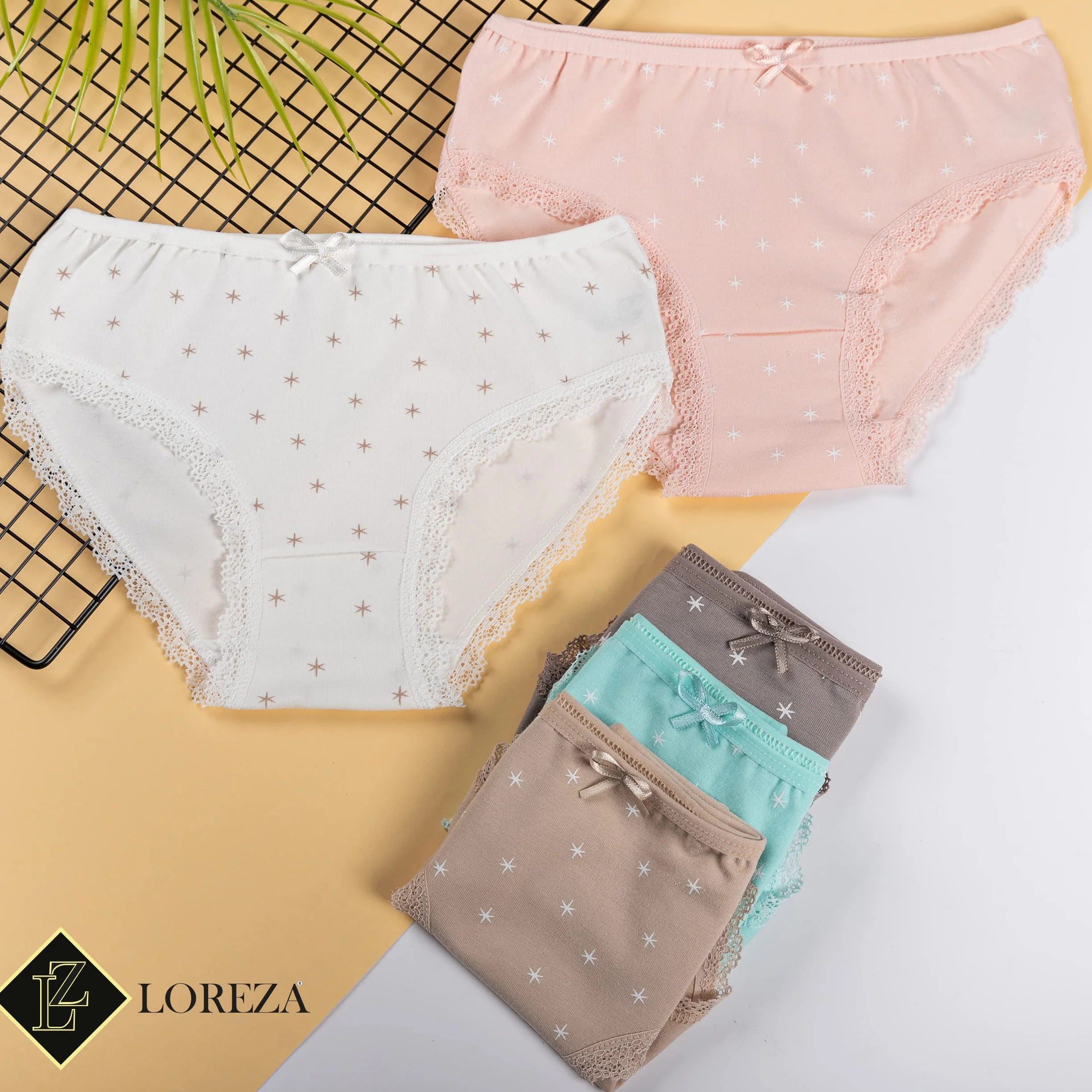 LOREZA ® 10 par bawełnianych majtek dziewczęcych, różne motywy, 92-170