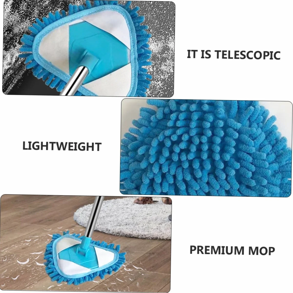 Gatuida 2 Szt Teleskopowy Trójkątny Mop Środek Do Czyszczenia Wanny Teleskopowy Mini Mop z Mikrofibry Ściereczka z Mikrofibry Płuczka Nastawny Brzdąc Szczotka Do Mycia Samochodu Plastikowy