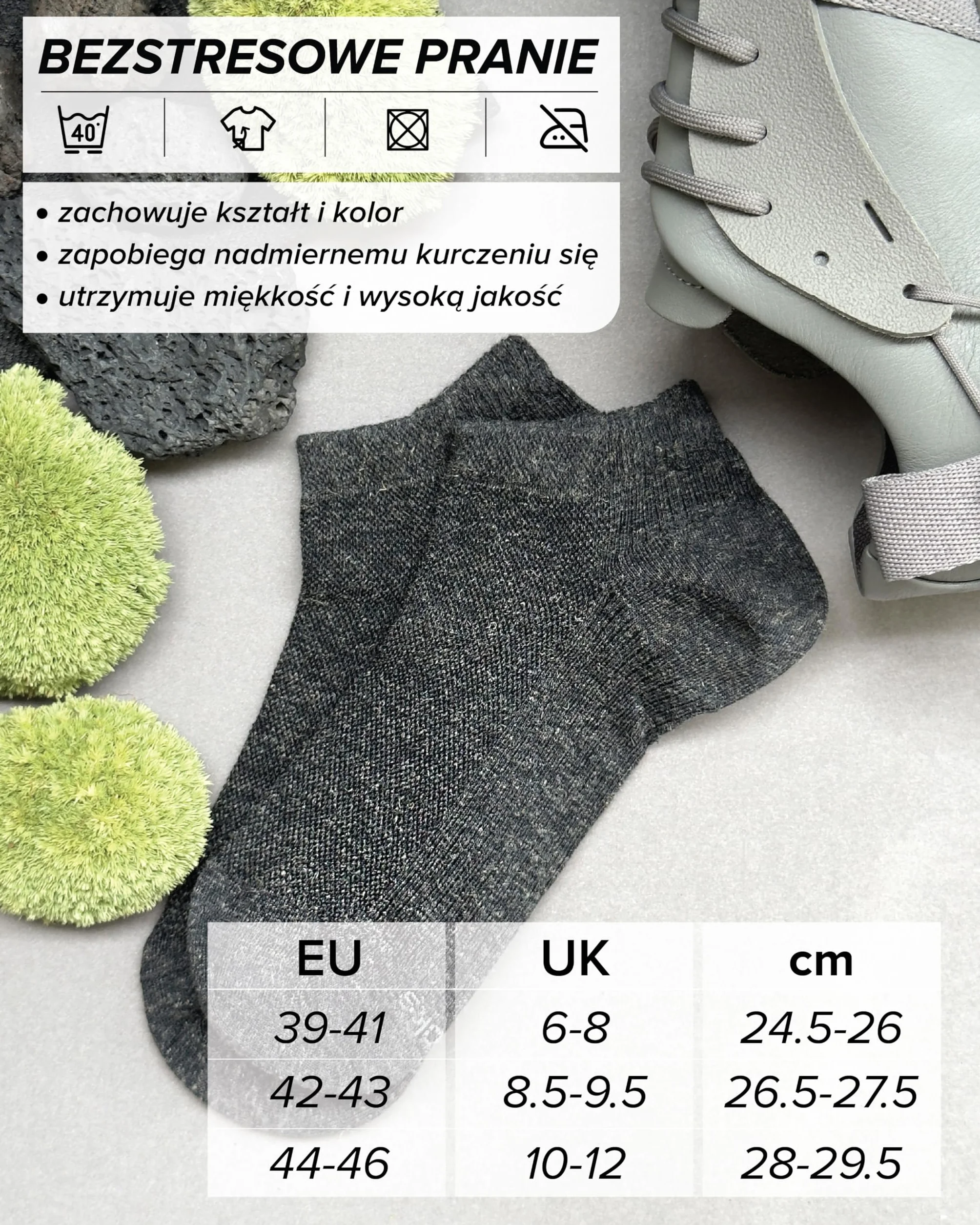 VITSOCKS Skarpety Lniane Bawełniane Krótkie do Kostek Męskie (4 PARY) Cienkie Świeże