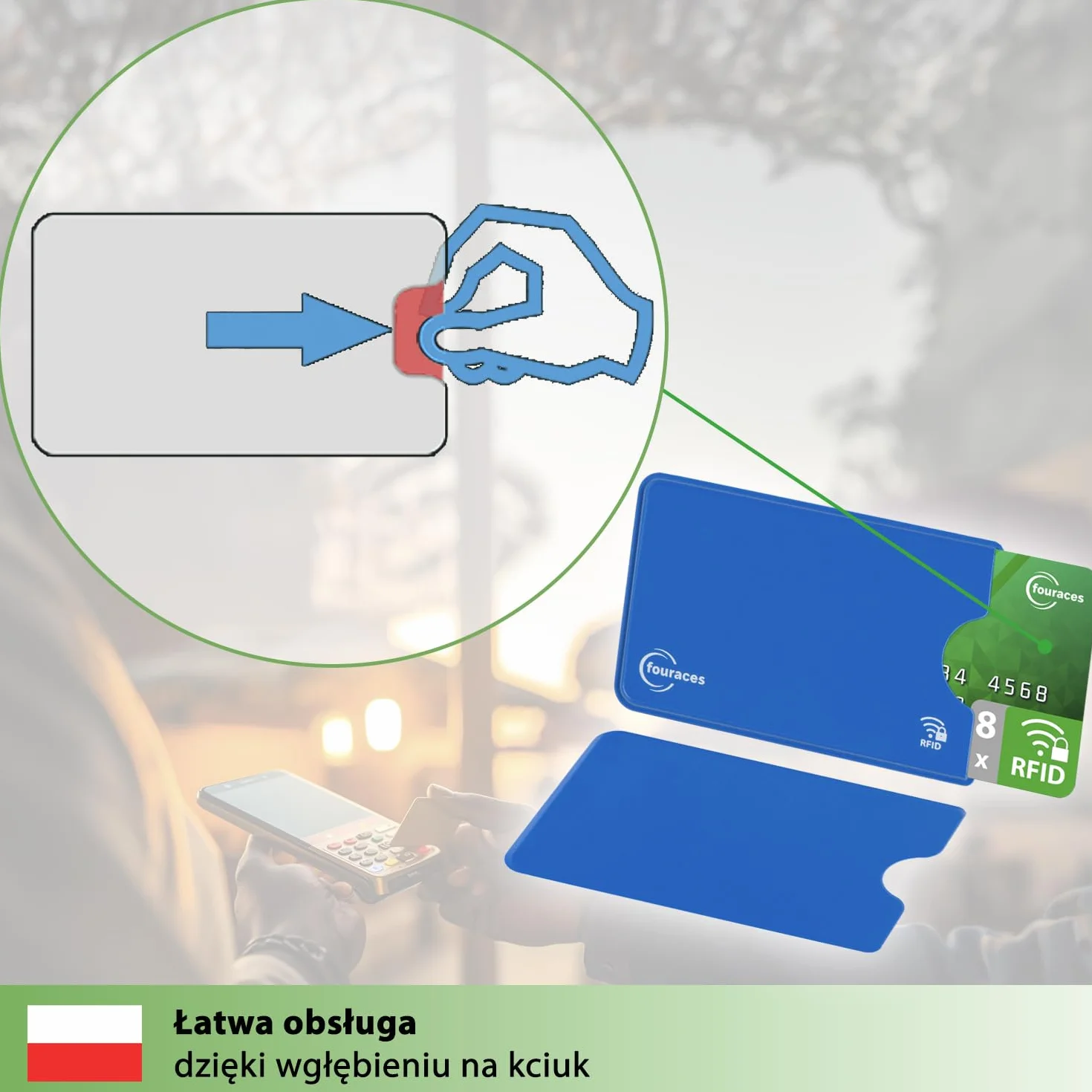 fouraces 8x Etui ochronne z blokadą RFID – różne kolory – ochrona przed kradzieżą danych – etui NFC – etui na karty kredytowe i karty EC, etui na karty EC dla kart bankowych