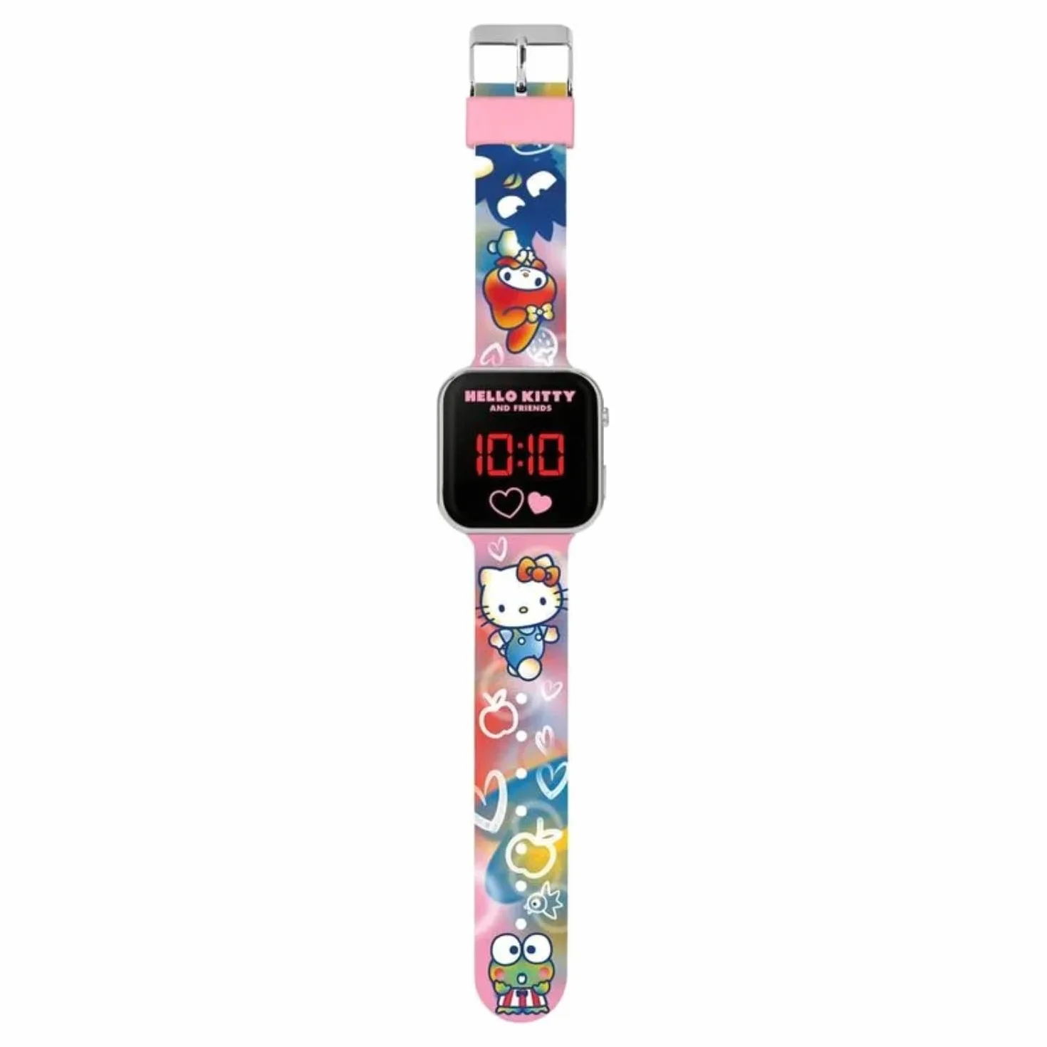 Hello Kitty dziewczęcy różowy cyfrowy zegarek kwarcowy LED z silikonowym paskiem