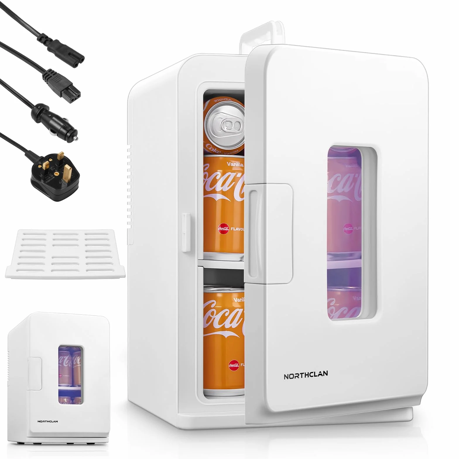 NORTHCLAN przenośna minilodówka, 15 l, mała lodówka, 12 V/230 V, funkcje chłodzenia i ogrzewania, minilodówka do samochodów, biur i sypialni, kosmetyków i piwa, tryb Max i ECO