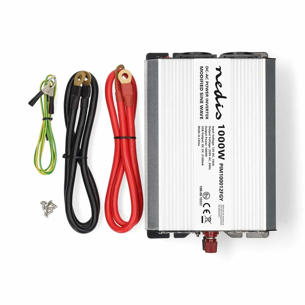 Power Inverter fala sinusoidalna - napięcie wejściowe: 12 V DC - przyłącze wyjściowe urządzenia: typ F (CEE 7/3) / USB-A - 230 V AC 50 Hz - 1000 W - Moc szczytowa: 2000 W - zacisk śrubowy - srebrny
