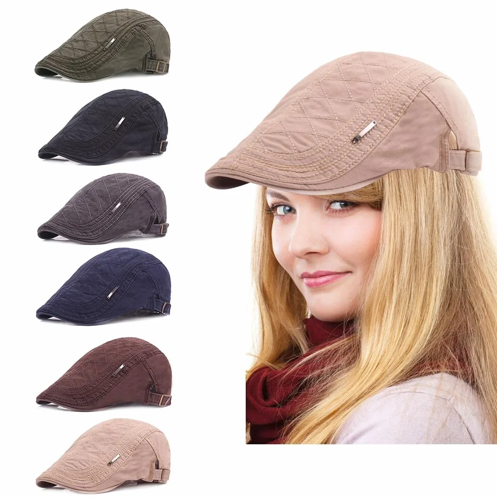 Surakey Męska czapka z daszkiem z bawełny Newsboy, kaszkiet dla mężczyzn, beret Gatsby, Newsboy, na wiosnę i jesień, oddychająca, regulowana, styl vintage, 55-60 cm