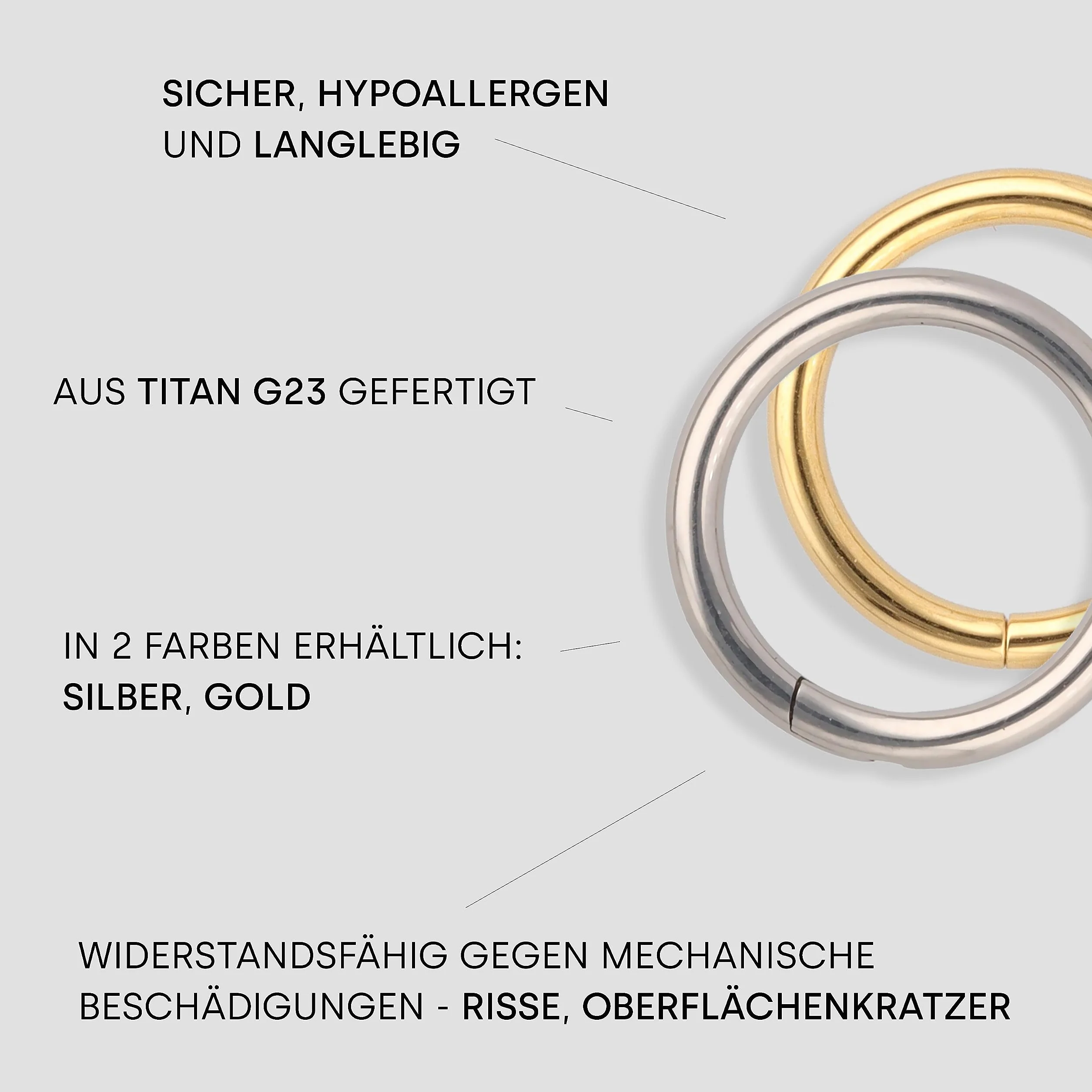 OTHER Piercing Kółko Clicker Piercing Uszu Tytanowy Pierścień Wargi Segmentowy Pierścień Nozdrza Muszla Daith Helix Rook Tragus Lobe Snug Body