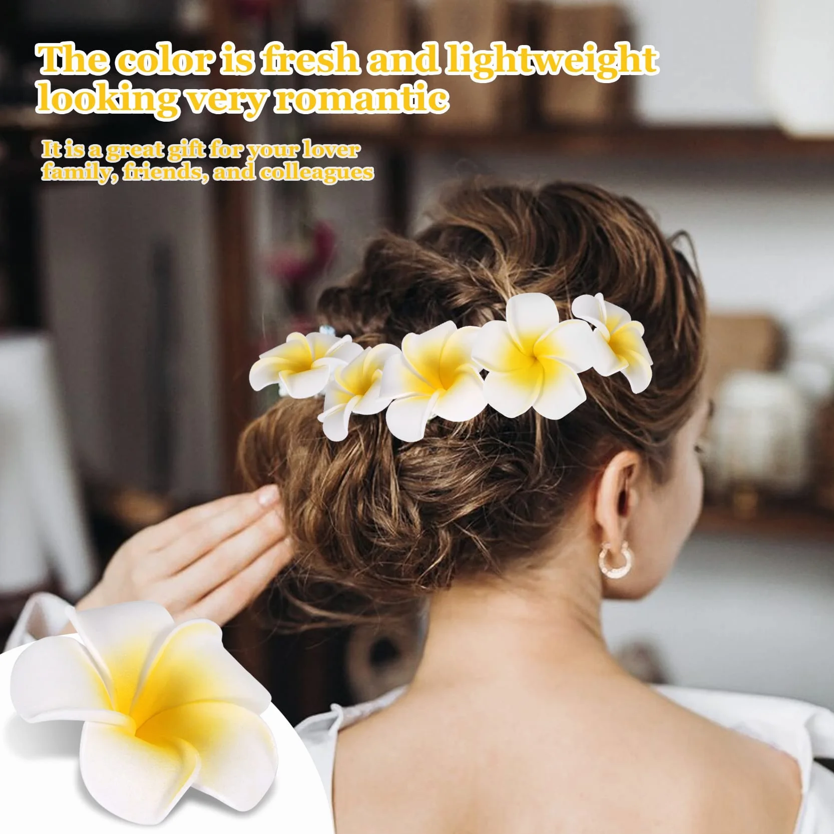 100 sztuk białych pianek hawajskich, Frangipani, Plumeria, kwiaty, kwiaty, włosy, kapelusz, wianek "zrób to ", dekoracja weselna, 5 cm