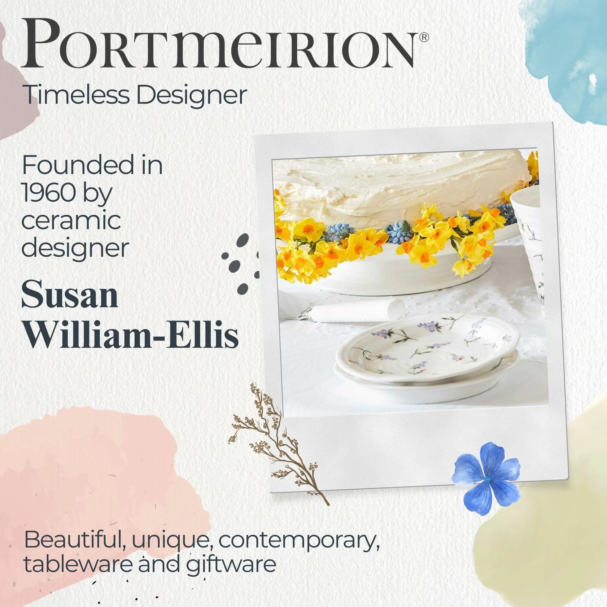 Portmeirion Sophie Conran Lavandula zestaw 4 talerzy bocznych porcelanowych 15 cm