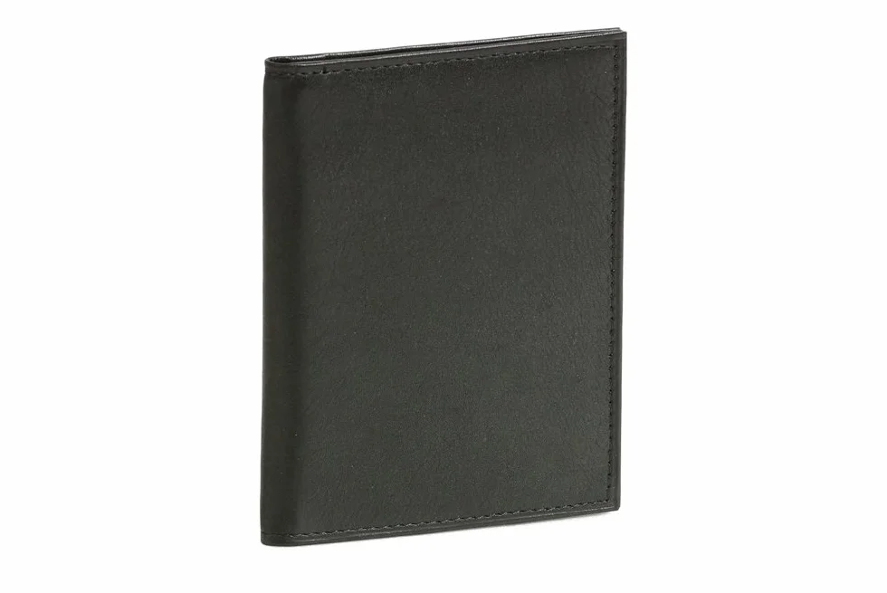 LEAS Teczka i etui na dowód osobisty z 2 okienkami, prawdziwa skóra, czarna kolekcja kart, czarny, 12,3x9cm, Teczka i etui na dowód osobisty z 2 okienkami