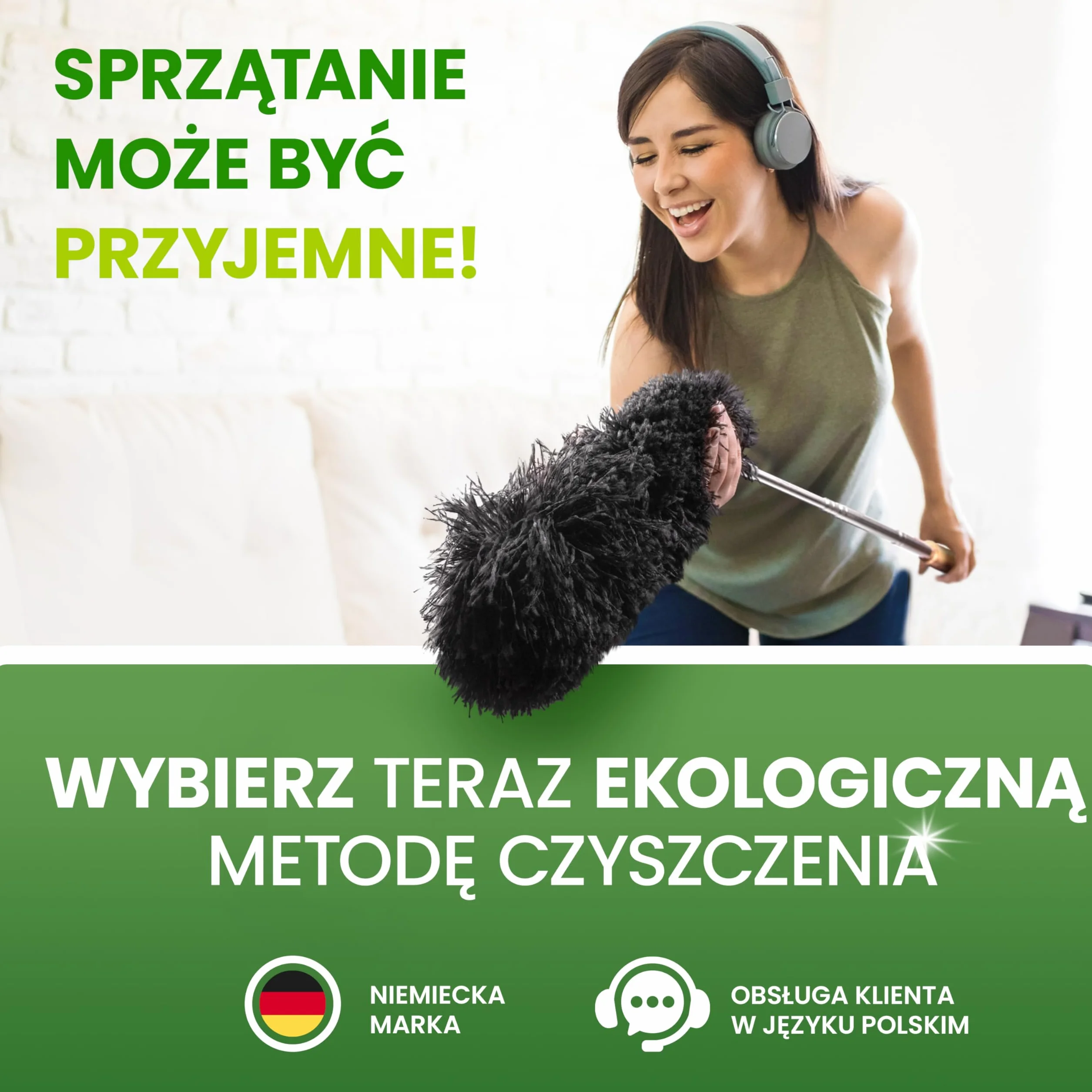 Mop do kurzu Teleskopowy Bambusowy 140 cm z Mikrofibrą