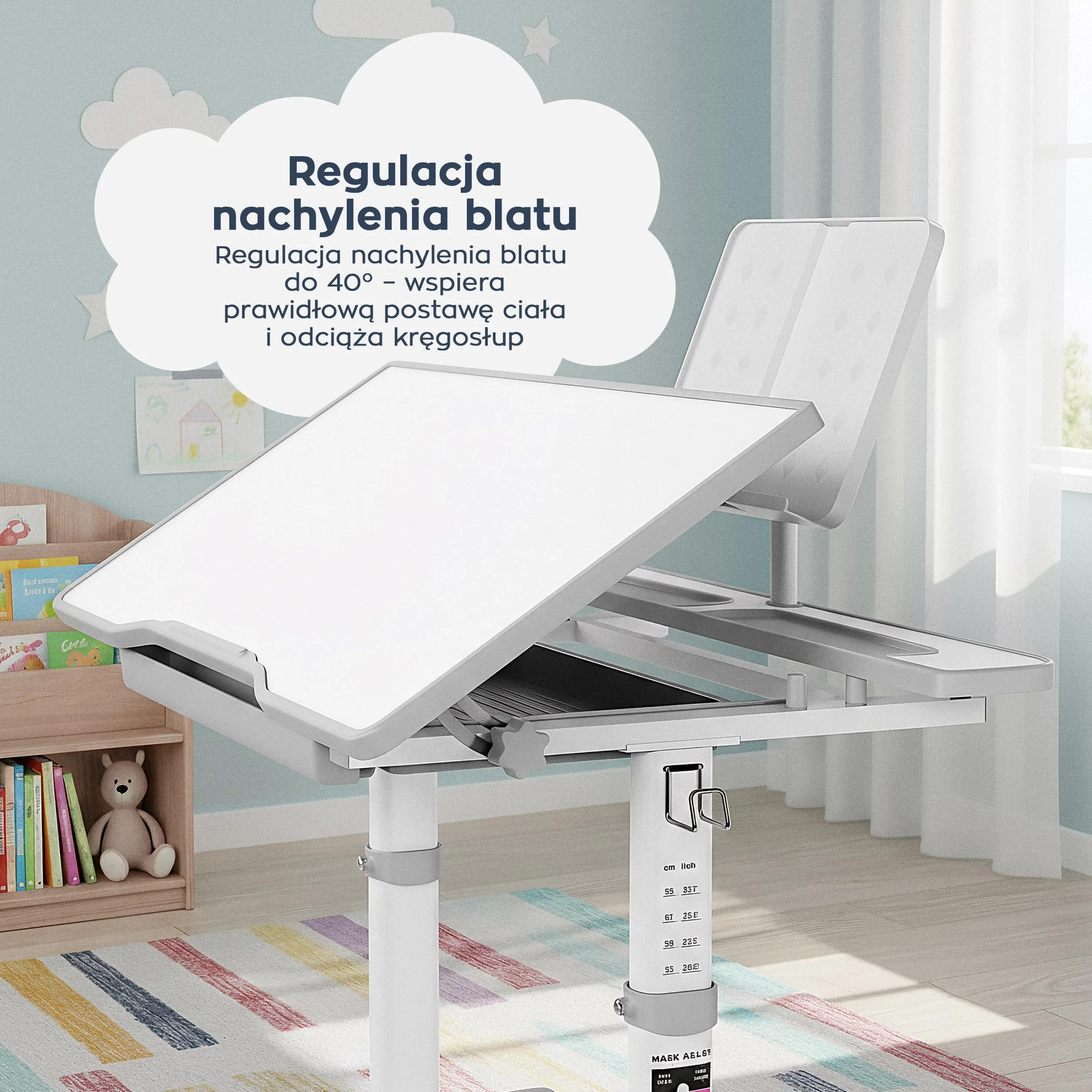 MARK ADLER Study 3.0 ergonomiczne biurko dziecięce z regulacją wysokości i pochylanym blatem